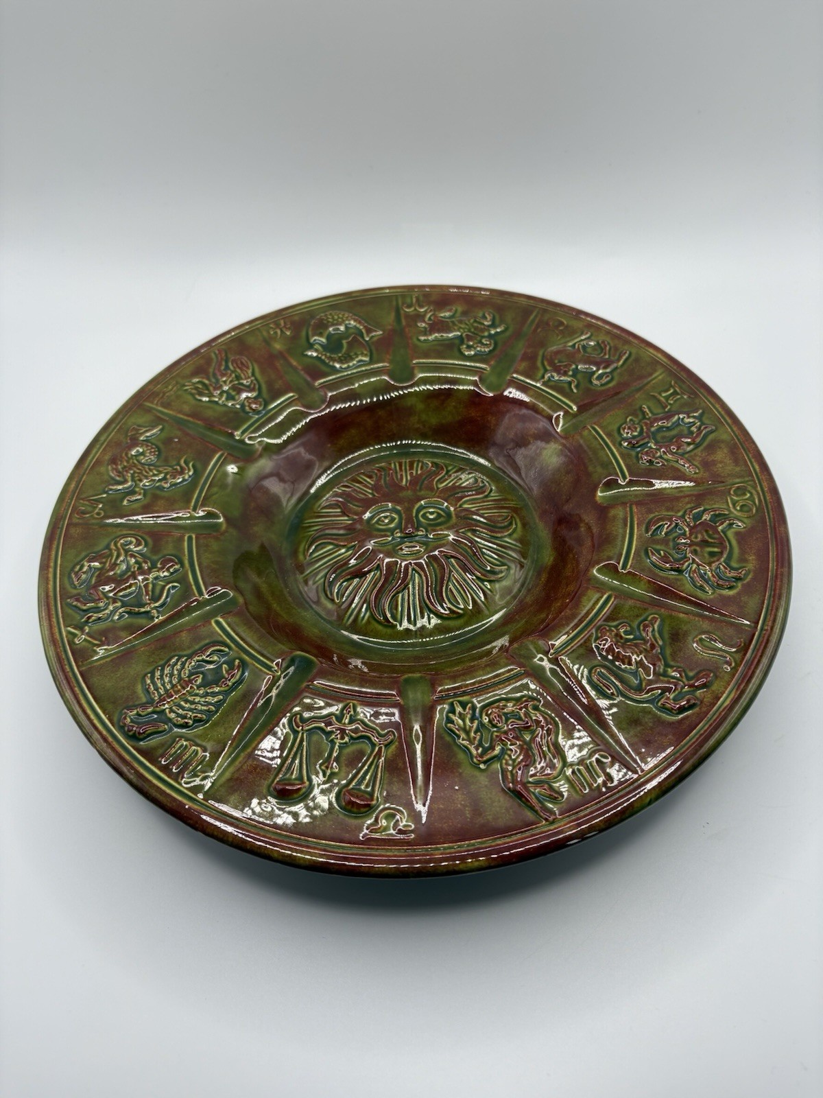 VTG 1970’s Ceramic Pottery Zodiac Horoscope Astrology Ashtray Decor Signed 10.5\