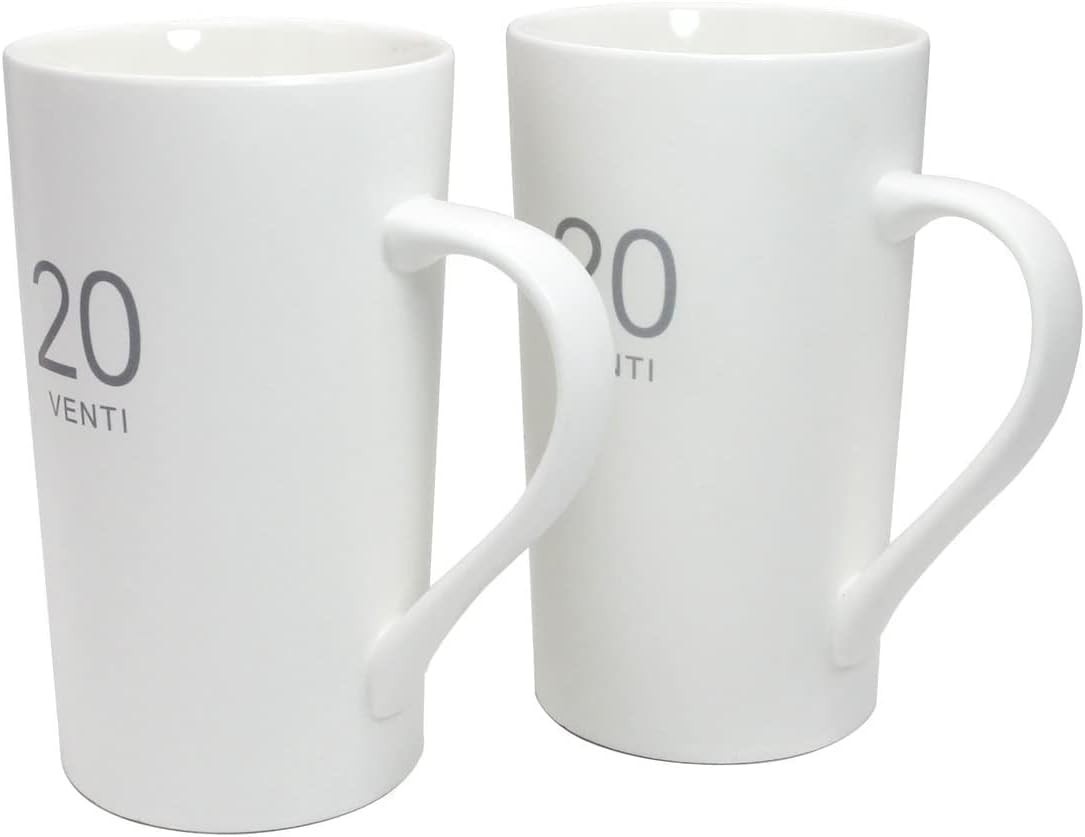 20oz Large White Ceramic Coffee Mug Set of 2 Perfect for Tea Cocoa Latte