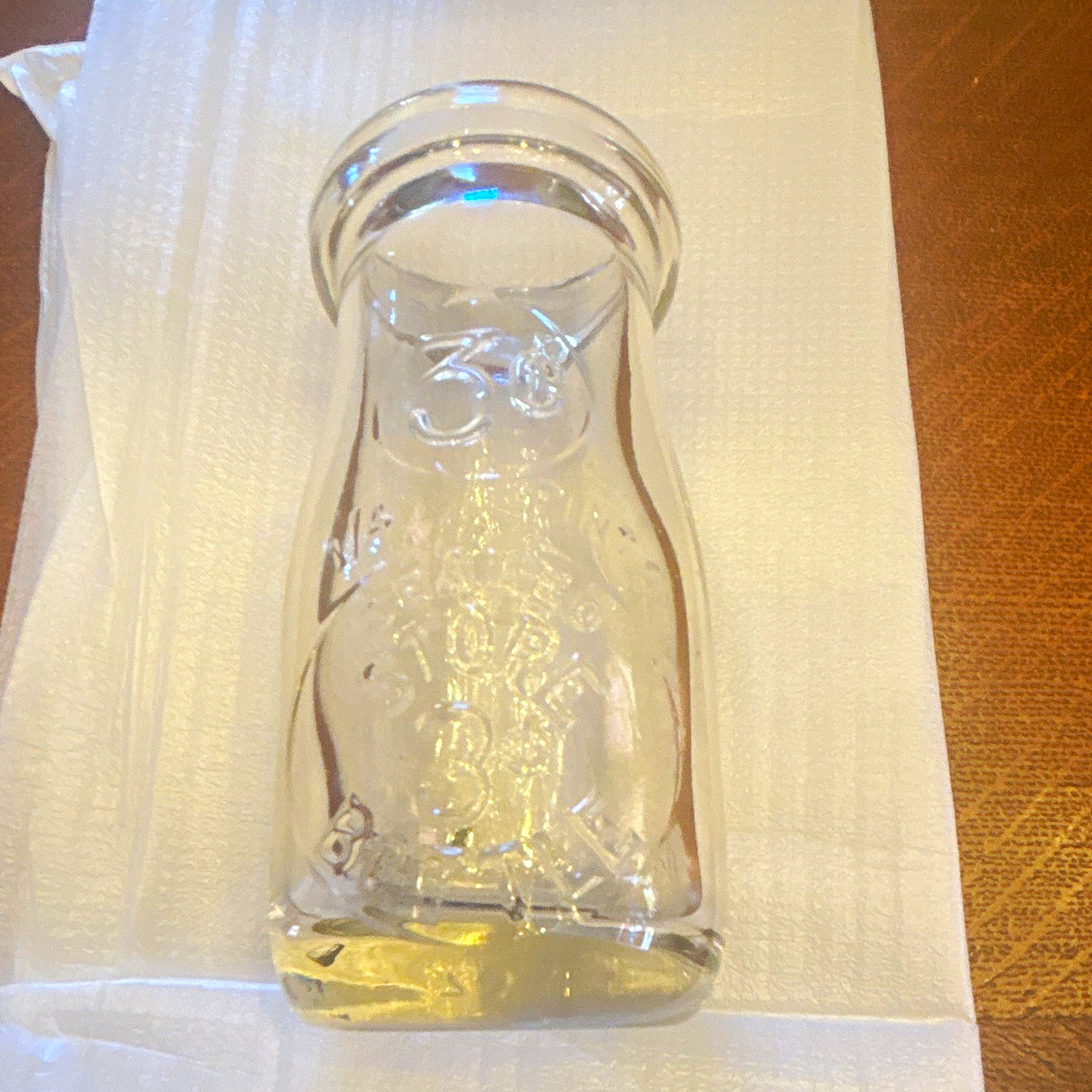 Clear Embossed Mini Milk Bottles, Approx. 3 in Tall,New Old Stock,more Available