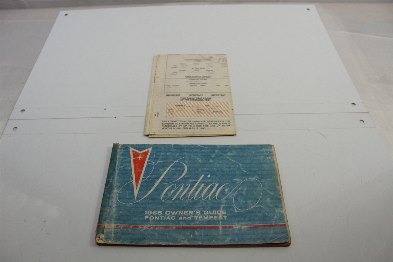 Vintage 1965 Pontiac Owners Manual Tempest Includes 1989 Vehicle Inspection 