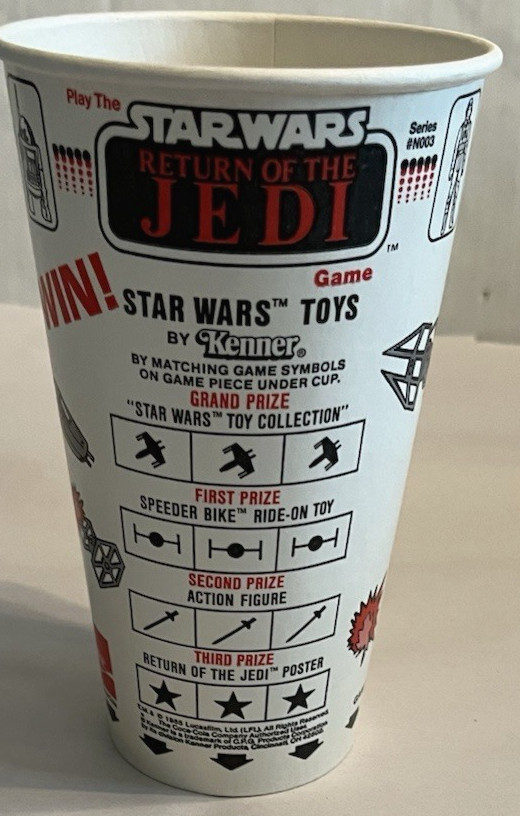 1985 STAR WARS Return of Jedi Final 17 Figure Sweepstakes Theater Cup New W/Stic