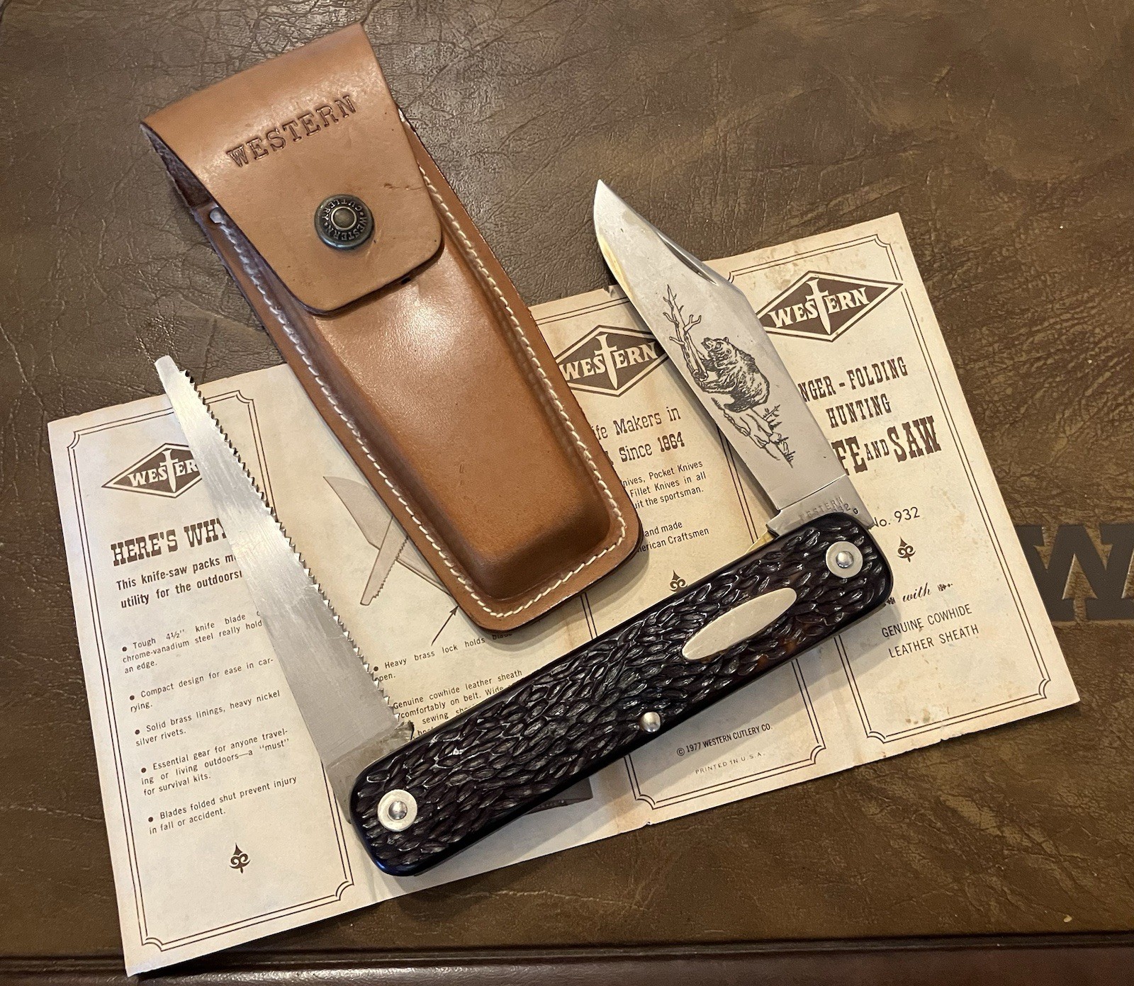 Vintage Western USA Ranger 932 Knife & Saw, Original Box & Paperwork, NOS, NICE