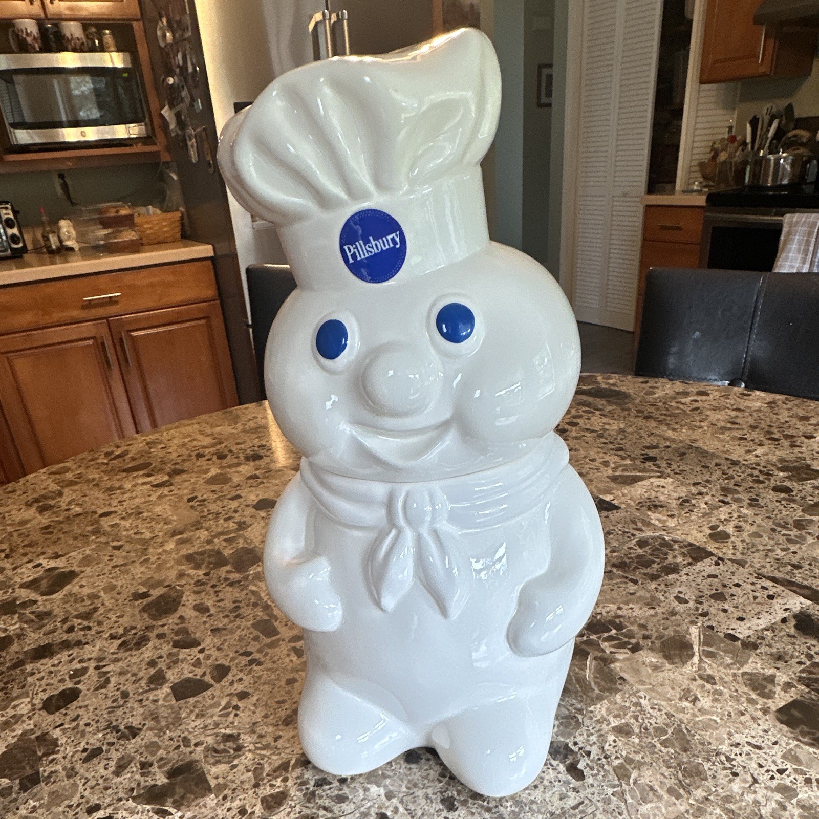 Vintage 1988 Pillsbury Doughboy Poppin Fresh Cookie Jar With Lid, 12 Inch