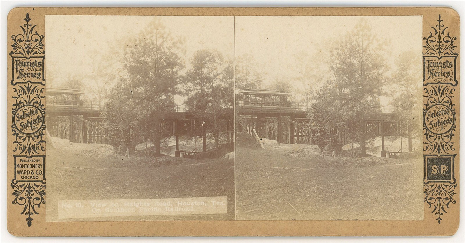 TEXAS STEREOVIEW - Houston - Heights Road - Montomery Ward 1890s