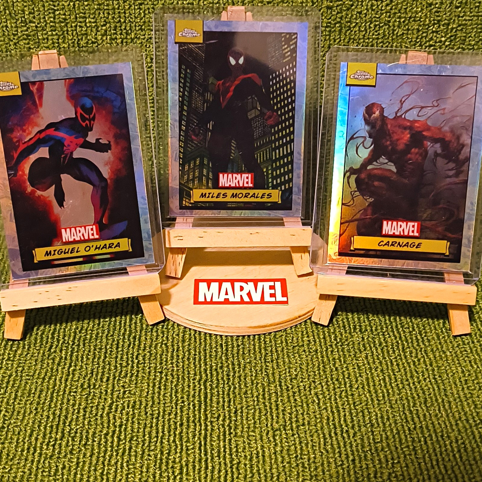 2024 Topps Chrome Marvel Refractor 3-Card Lot Miles Morales Carnage Miguel OHara