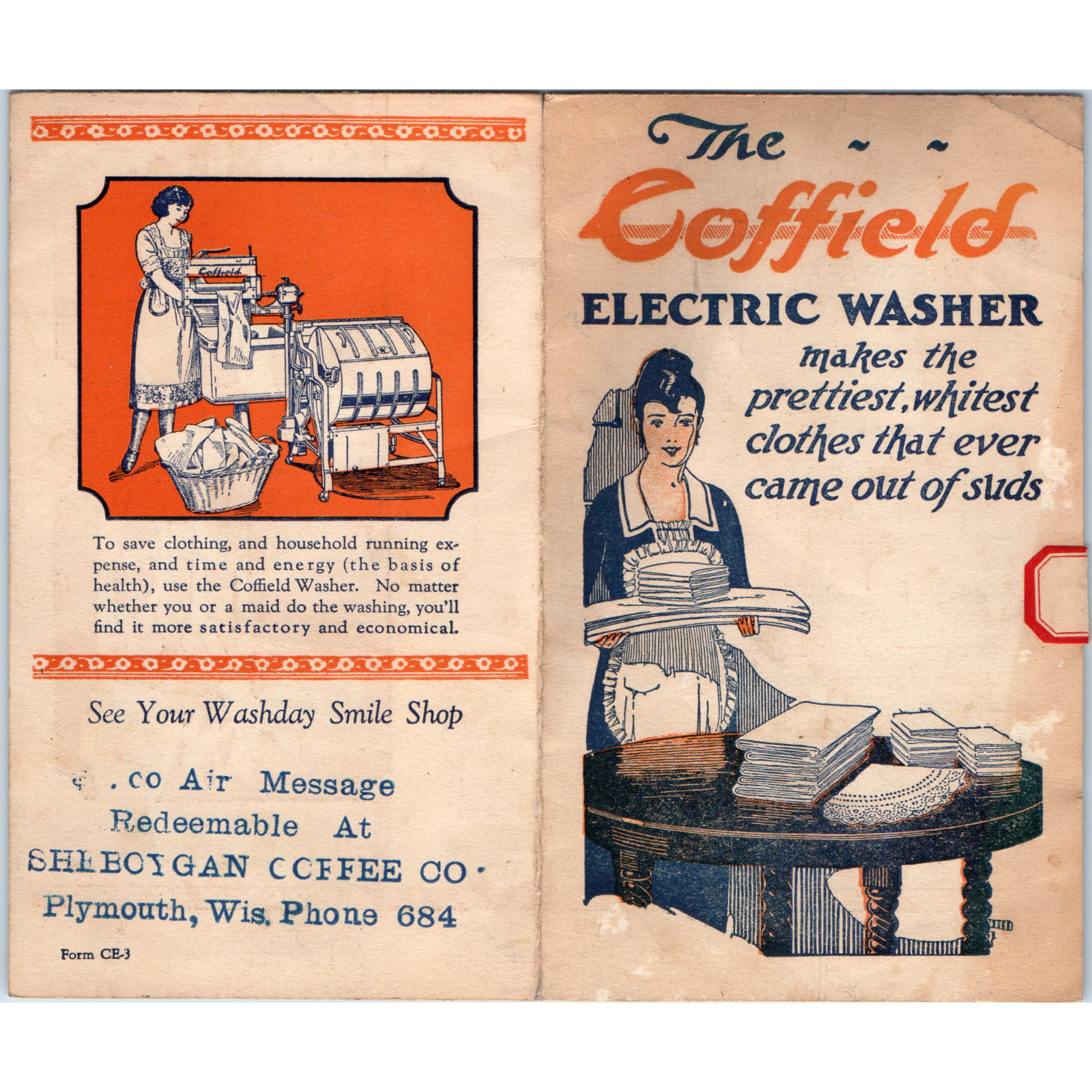 Vtg 1920s Coffield Electric Washer Brochure Dayton OH Plymouth WI Adv Booklet