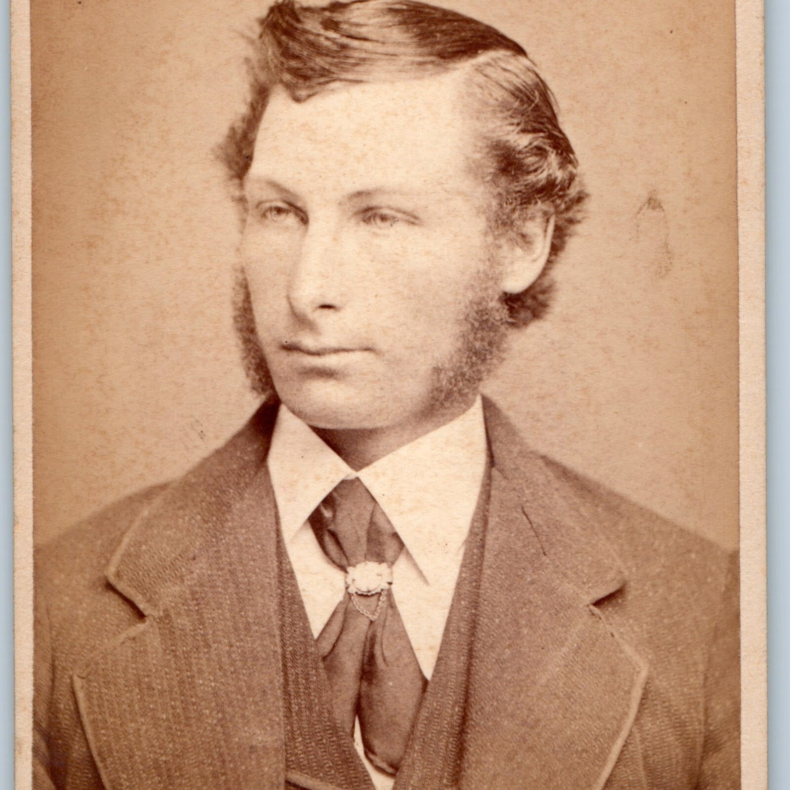 c1870s Galion OH Man Mutton Chops Sideburns Photo CDV Reck Studio Main St Ohio