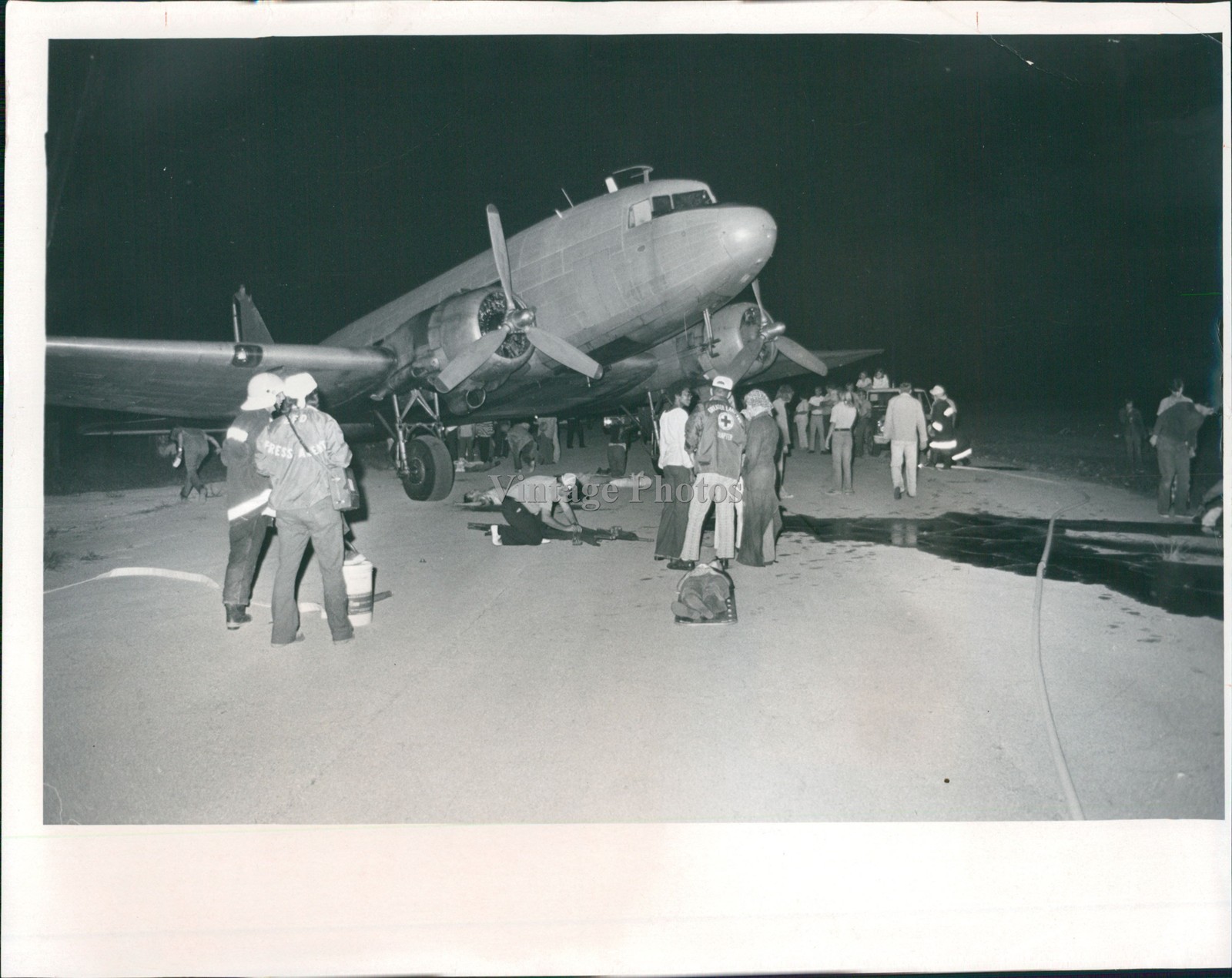 1976 Zephyrhills Florida Simulated Plane Crash Drill Historic Vintage Photo 8x10