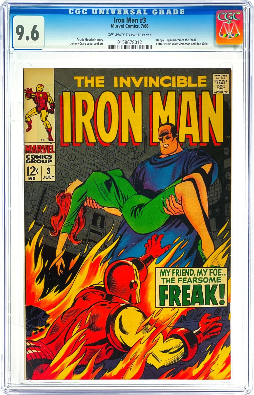 Iron Man #3 CGC 9.6 NM+ 1968 Marvel Comics Silver Age KEY Issue (Only 5 9.8)