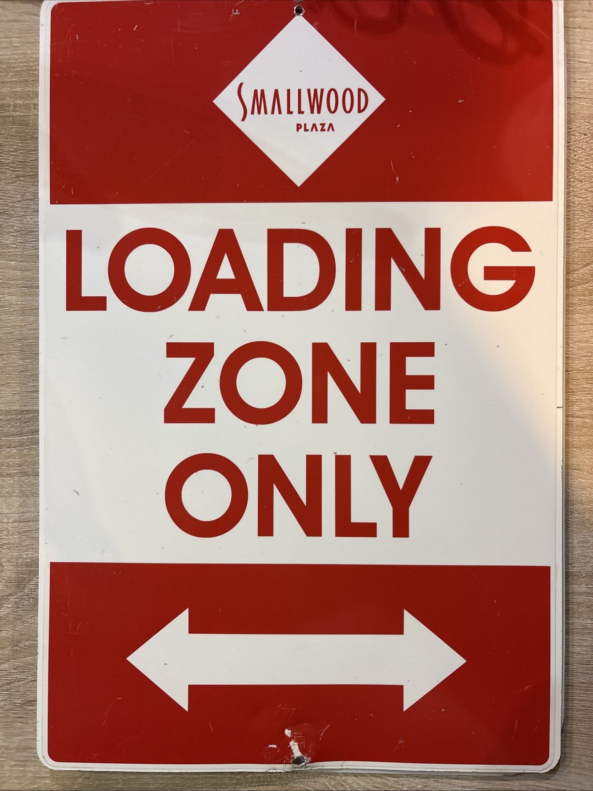 Vintage Smallwood Plaza Loading Zone Only Tin Sign 12”x18”