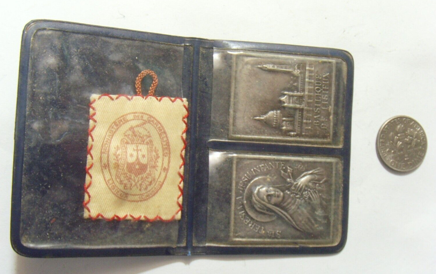 1954 antique catholic Saint Threse Basillica Lisieux France Relic 53769