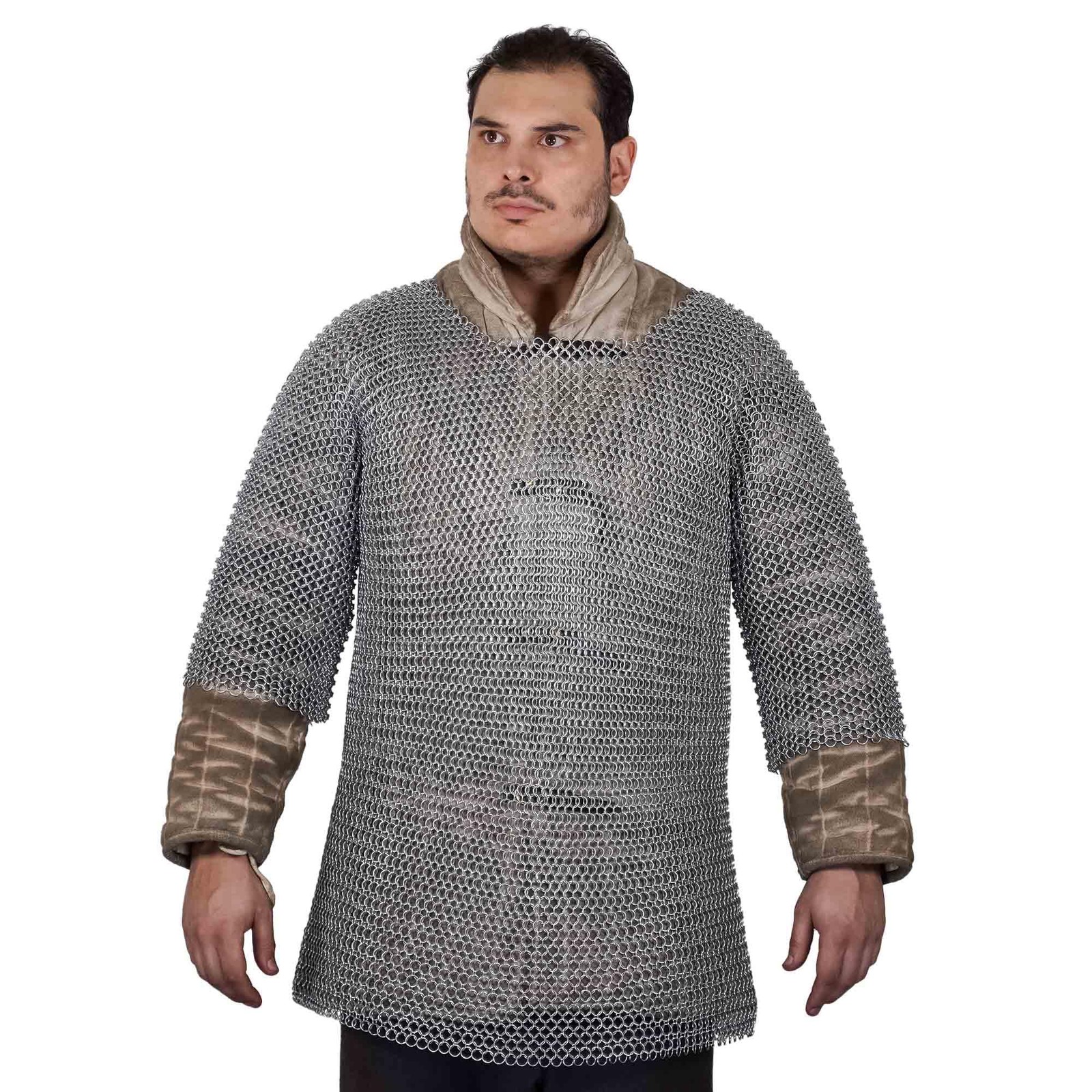 Medieval Chainmail Haubergeon Shirt, 10 mm 16 Gauge Butted Rings, Zinc Plated...