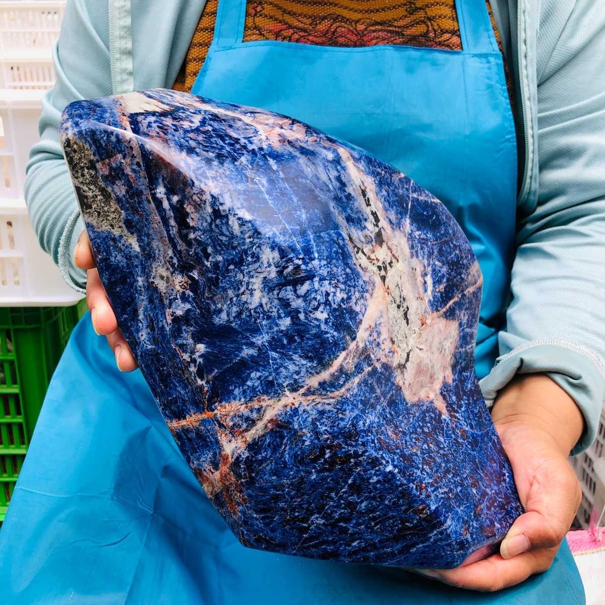 14.47LB Large Natural Blue Vein Stone Quartz Crystal Mineral Healing Sample 5891