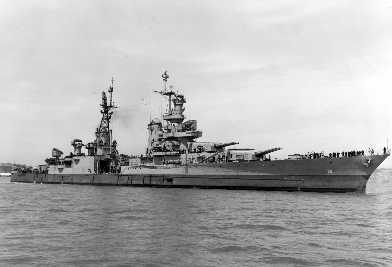 USS Indianapolis CA-35 Vintage 1945 Naval Warship Photo Reprint Wall Art