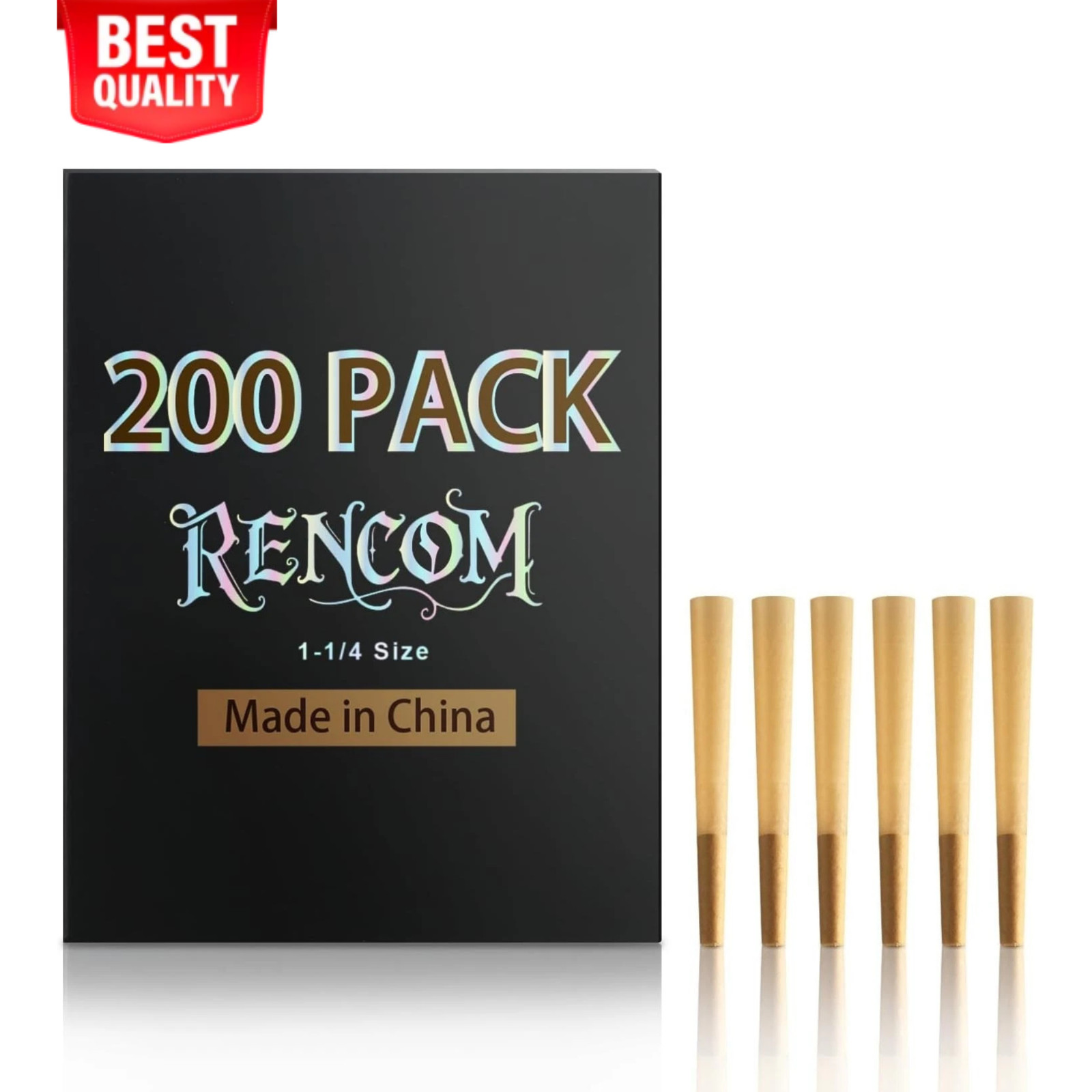 Convenient 1-1/4 Size Unbleached Pre-Rolled Cones - 200 Count for Effortless Use