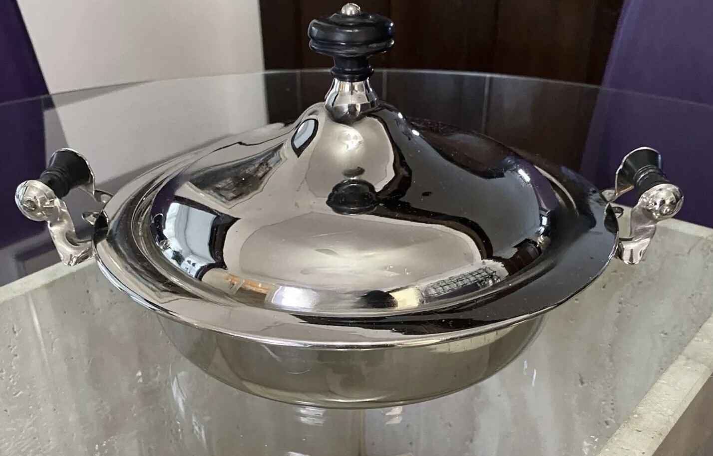 GT Sutterley Antique 1906 3-Pc Covered Metal Baking Dish with Enamel Bowl Insert
