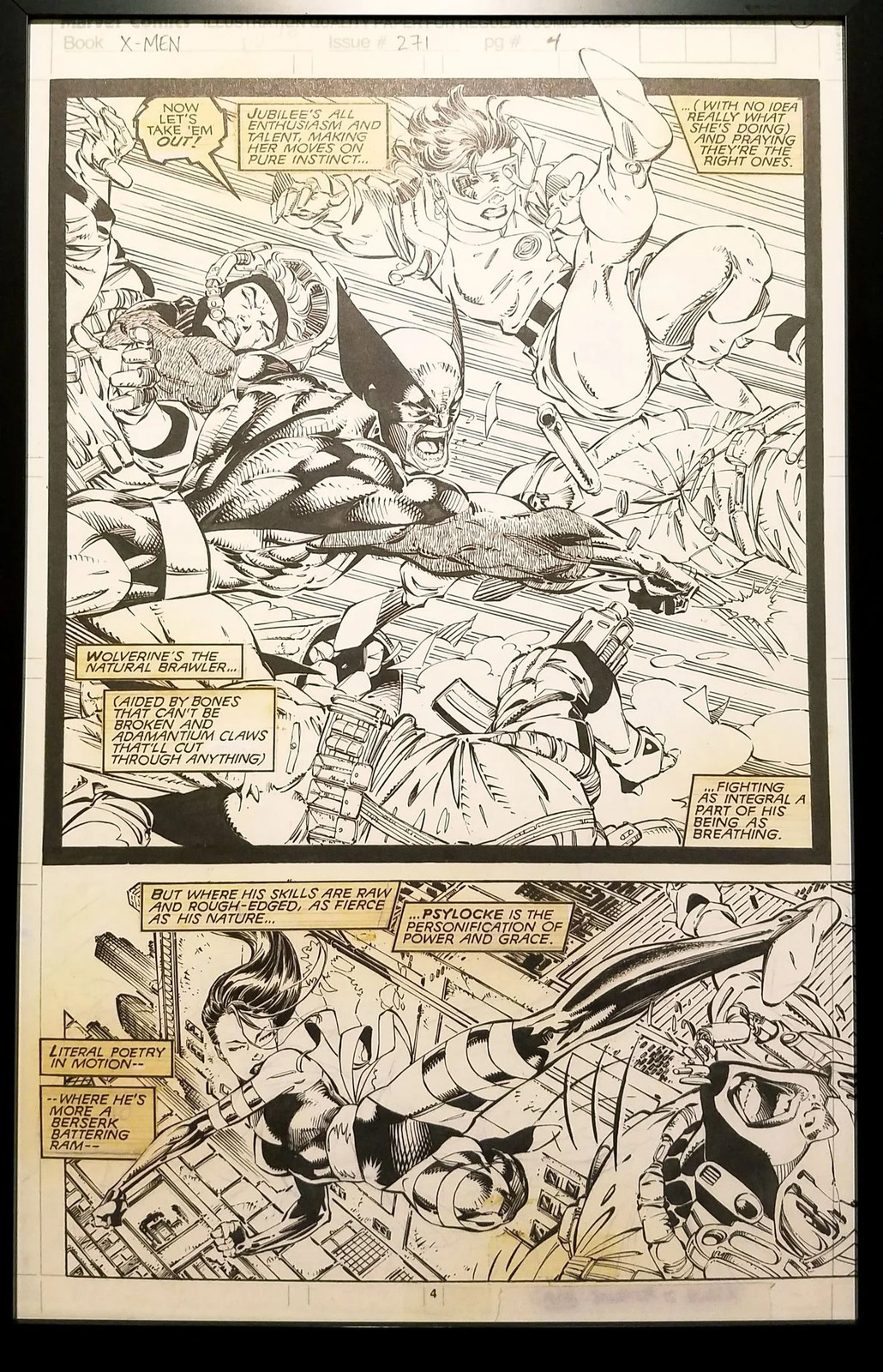 Uncanny X-Men #271 pg. 4 Psylocke Jim Lee 11x17 FRAMED Original Art Poster Marve