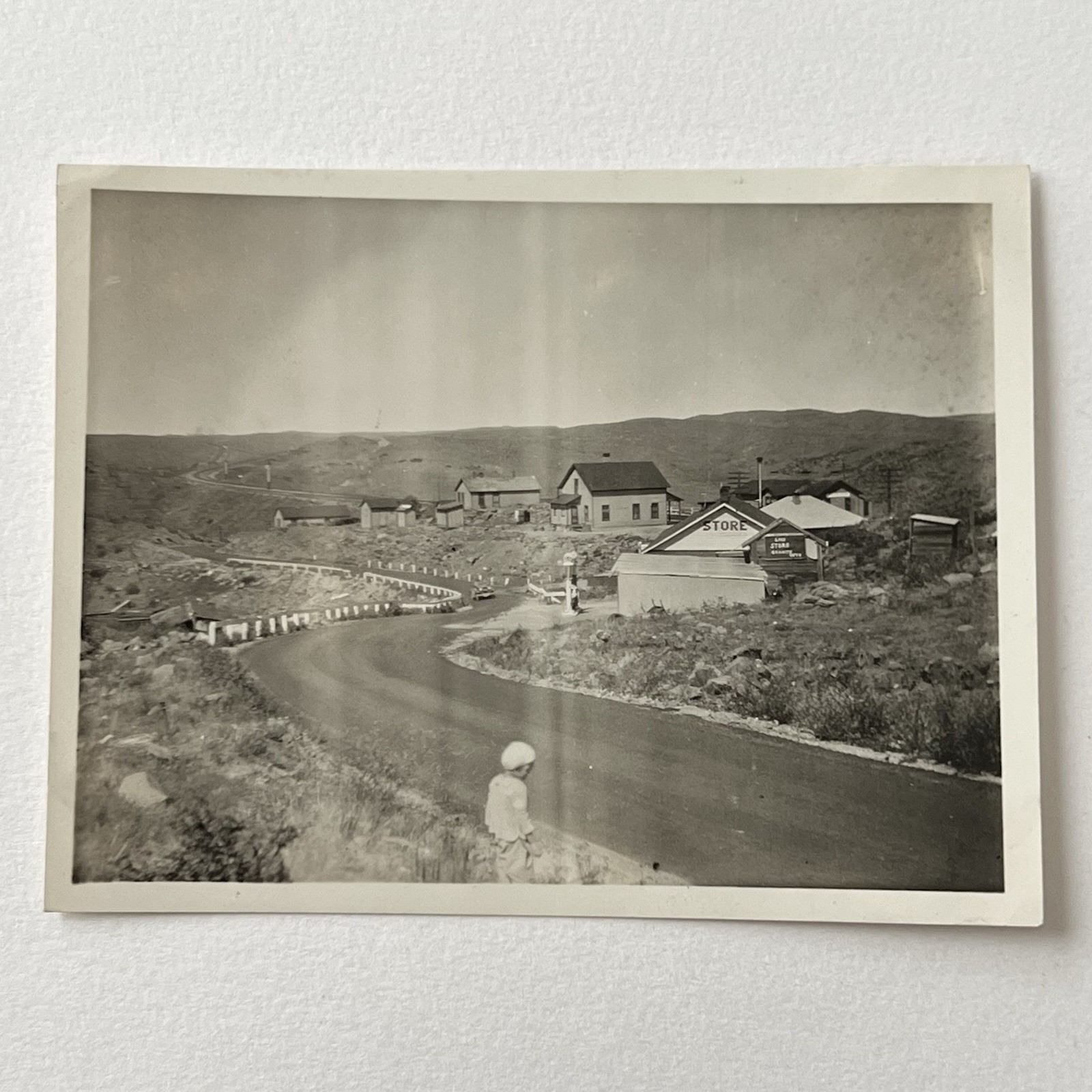 Vintage B&W Snapshot Photograph Tiny Town Street View Buford WY