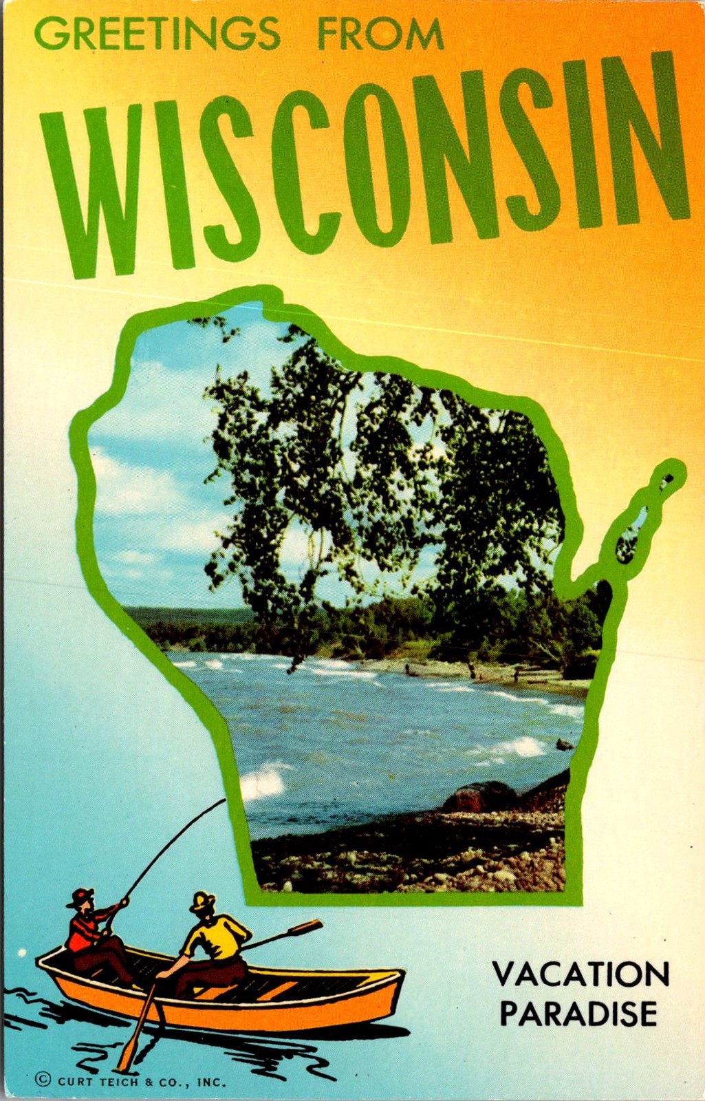 Greetings from Wisconsin Vacation Paradise Vintage Postcard 5P21-26