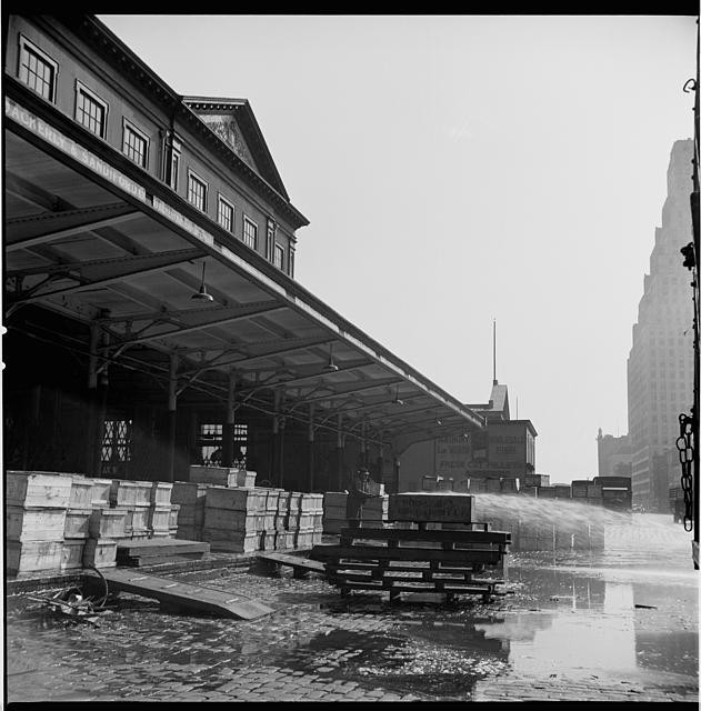 Photo:New York NY 1910s Fulton Fish Market Evening Scene Crates Waterfront