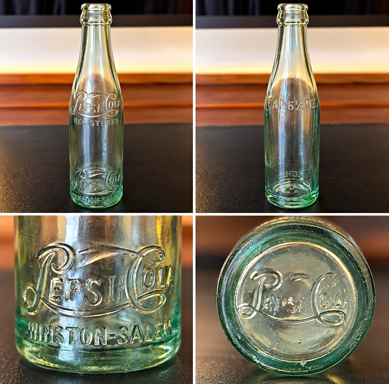 Antique Pepsi-Cola Bottle Winston-Salem NC 6½ Oz Embossed Aqua Straight Side