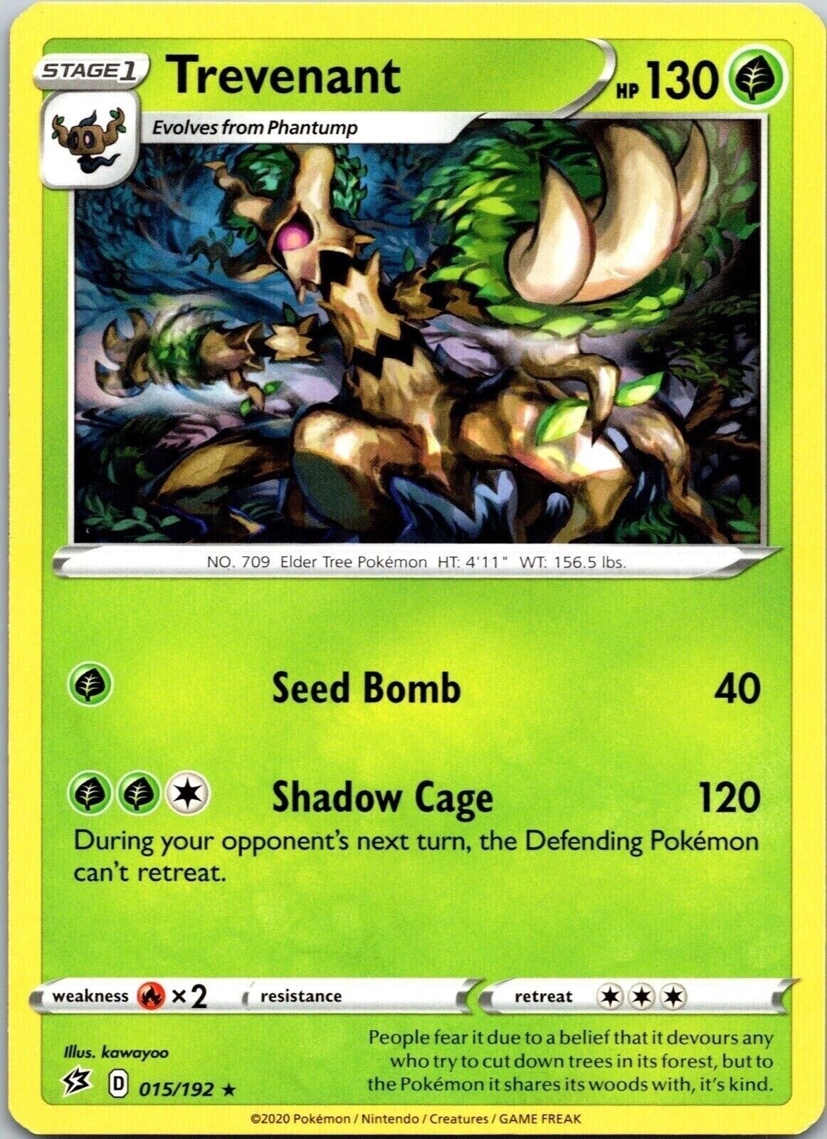 Trevenant 015/192 Regular Rebel Clash Pokemon Nintendo  Rare Pack Fresh
