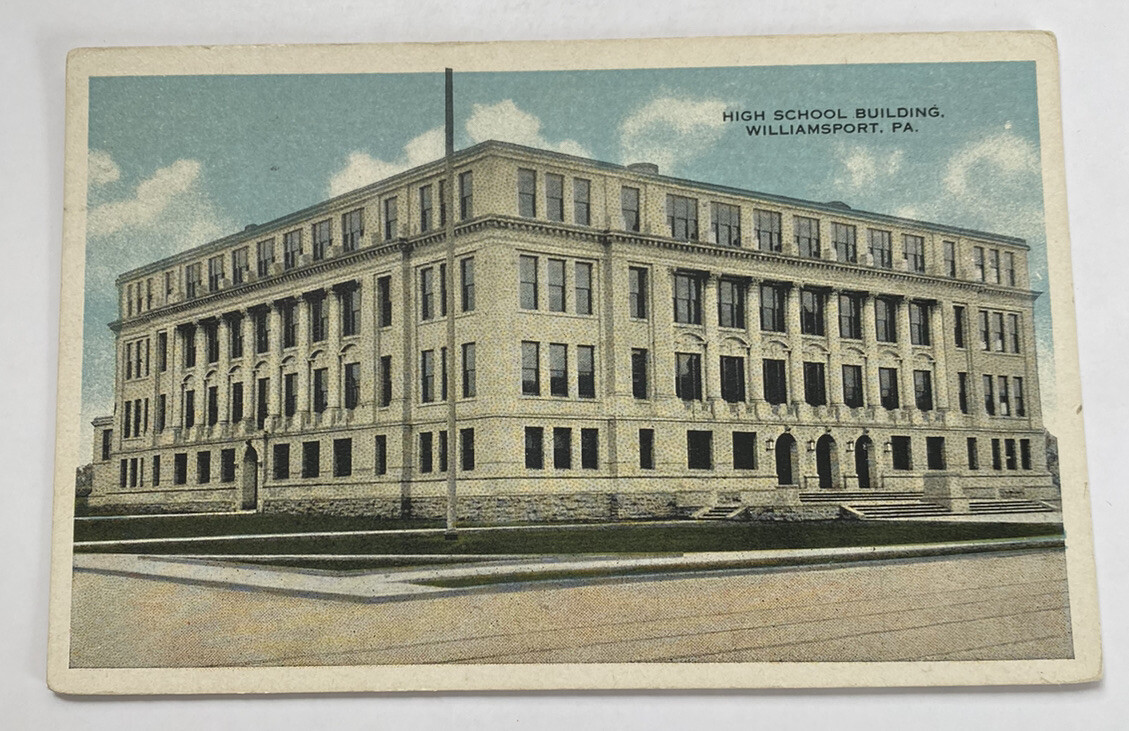 High School Building ~ Williamsport Pennsylvania PA ~ Antique 1910s Postcard
