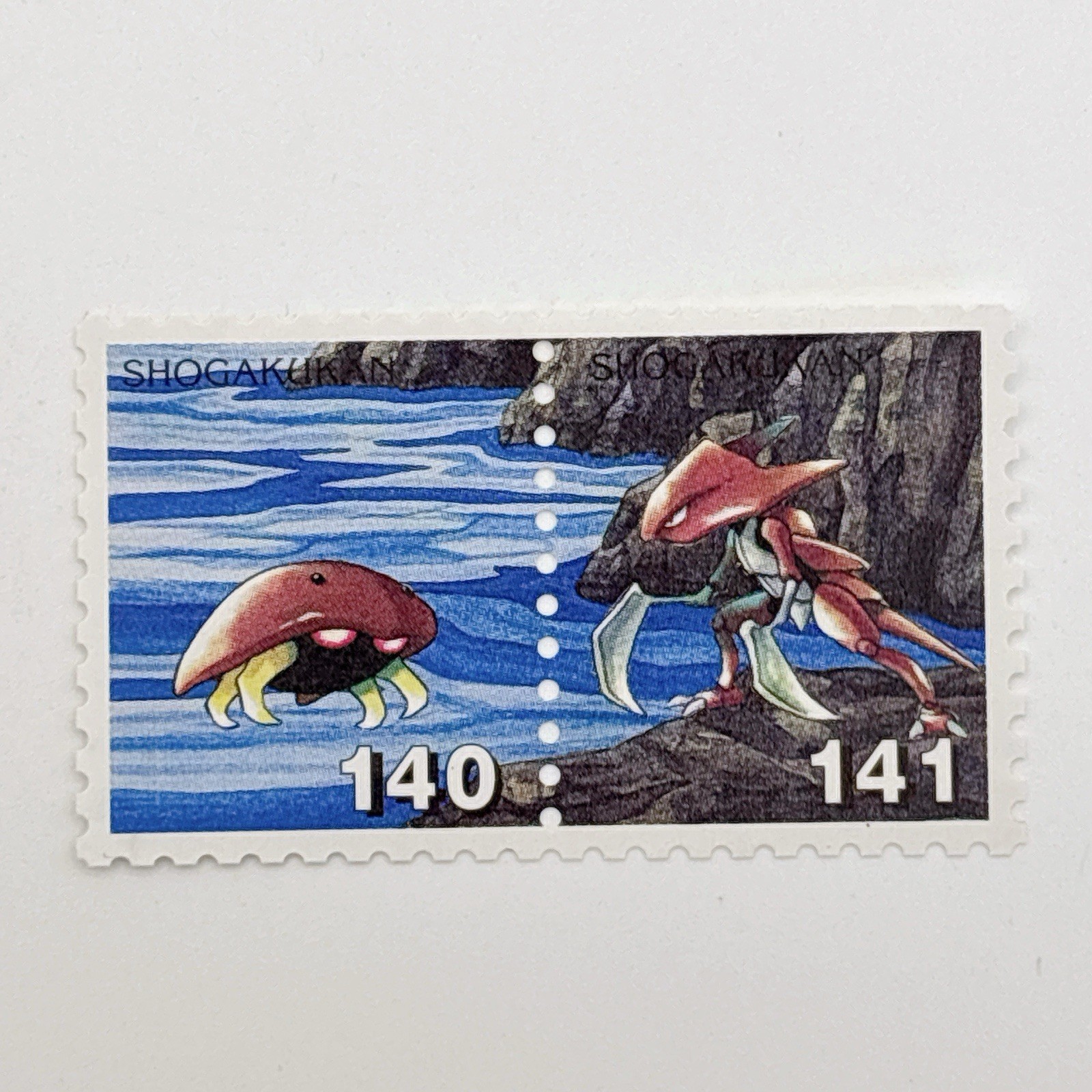 Kabuto Kabutops Pokemon Stamp Style Mini Paper Card #140-141 Nintendo Shogakukan