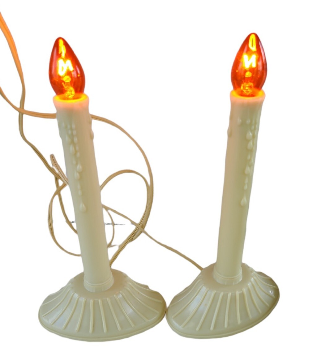 2 Vintage Christmas Candelabra Candlestick Holders CL001 Bonus Extra 4 C7 Balbs 