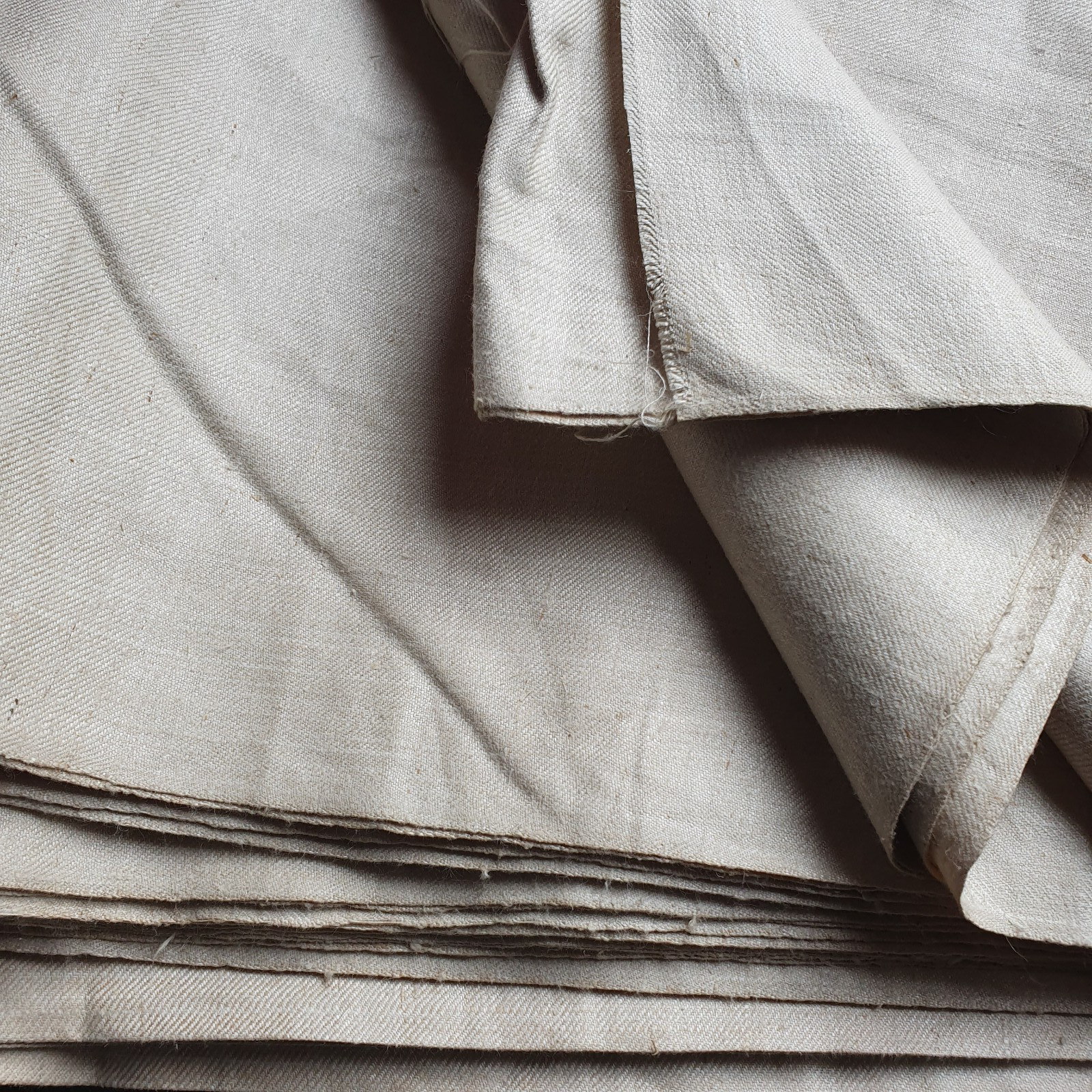 12 metres heavy weight vintage cotton fabric, oatmeal cotton, 90cm wide