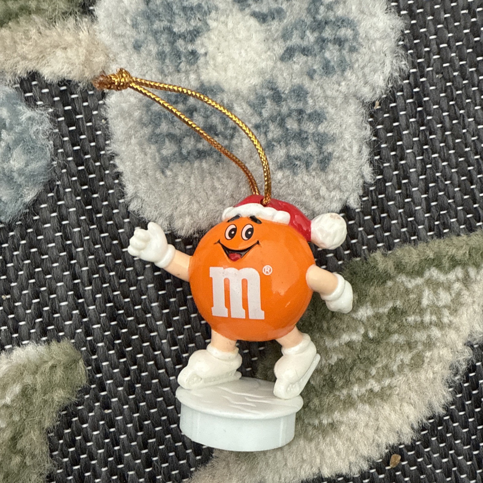 M&M\'s Orange Christmas Candy Character Ornament Figure Santa Hat 1990 Holiday