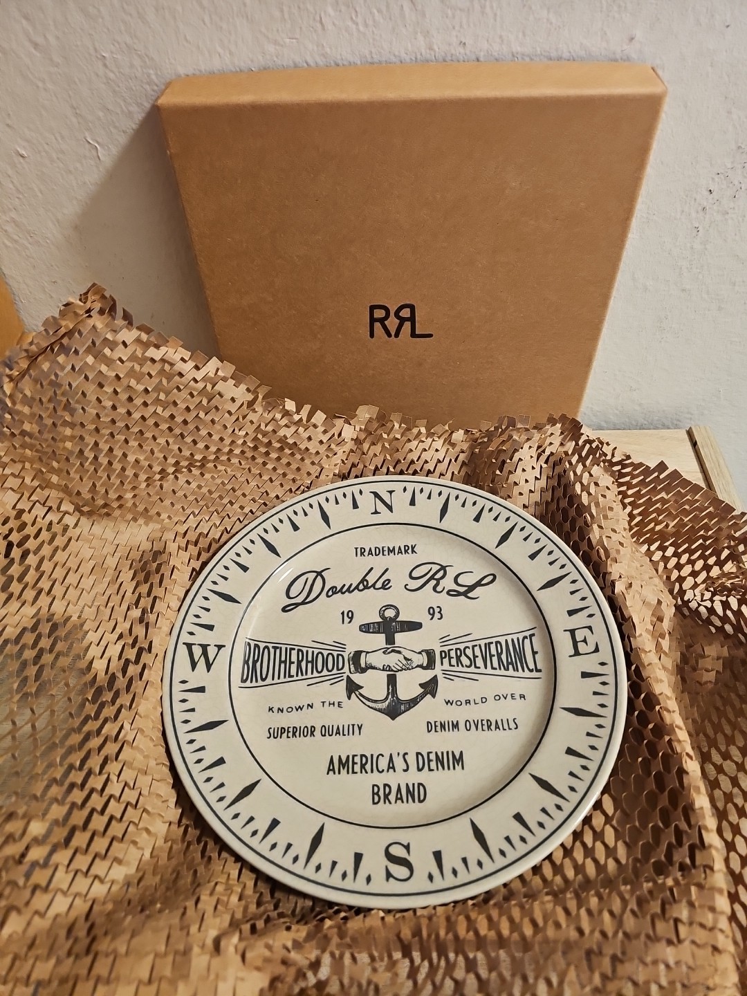 Ralph Lauren Double RRL Souvenir Plate Brotherhood Perseverance 1993 Plate Rare
