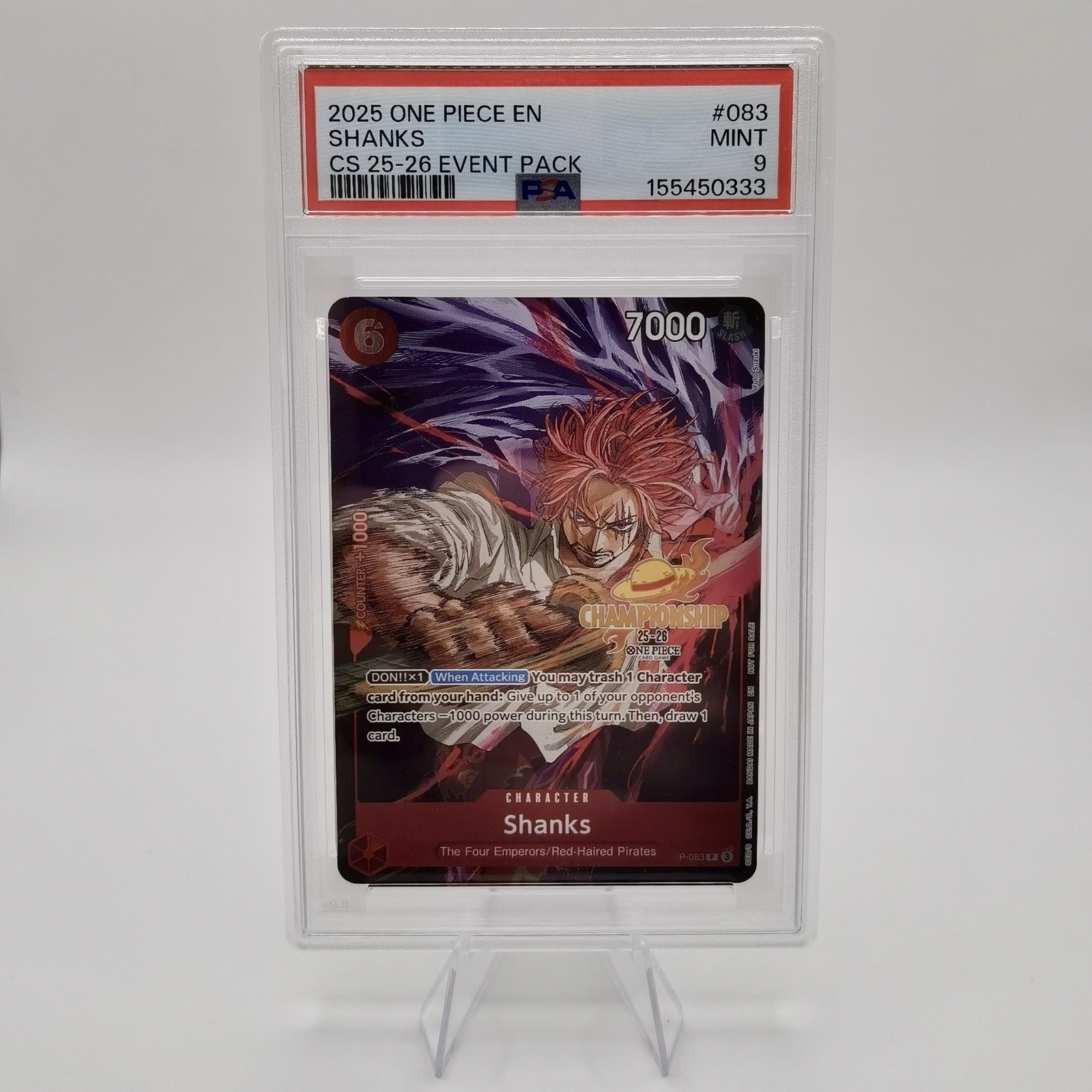 2025 ONE PIECE CHAMPIONSHIP 2025-26 EVENT PACK #083 SHANKS PSA 9