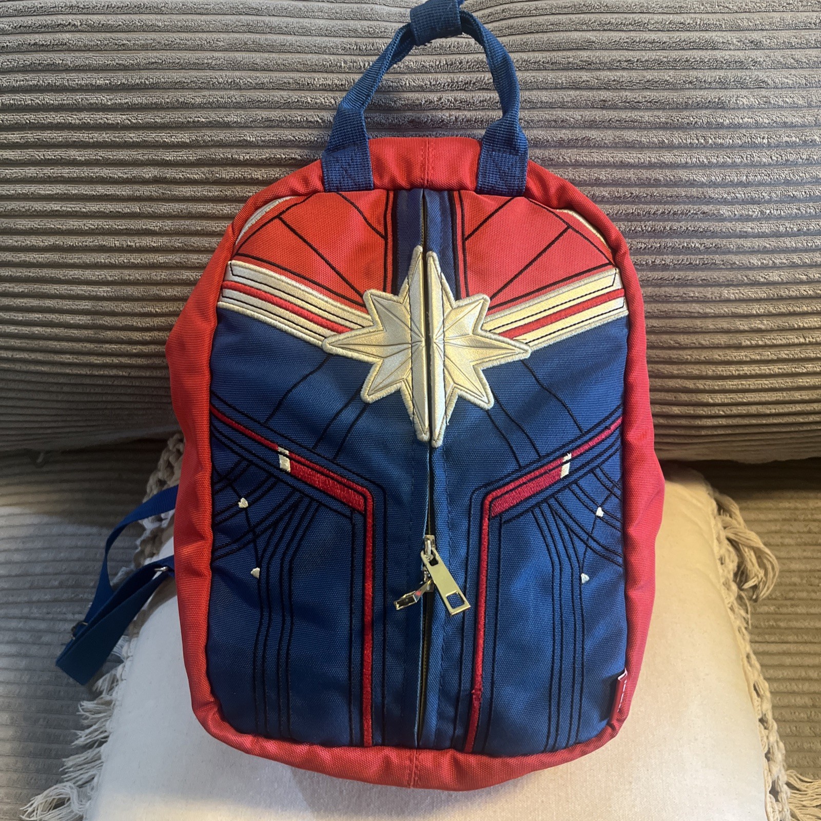 Disney Store Captain Marvel Reversible Flip Backpack Tote Bag Purse Handbag NWOT