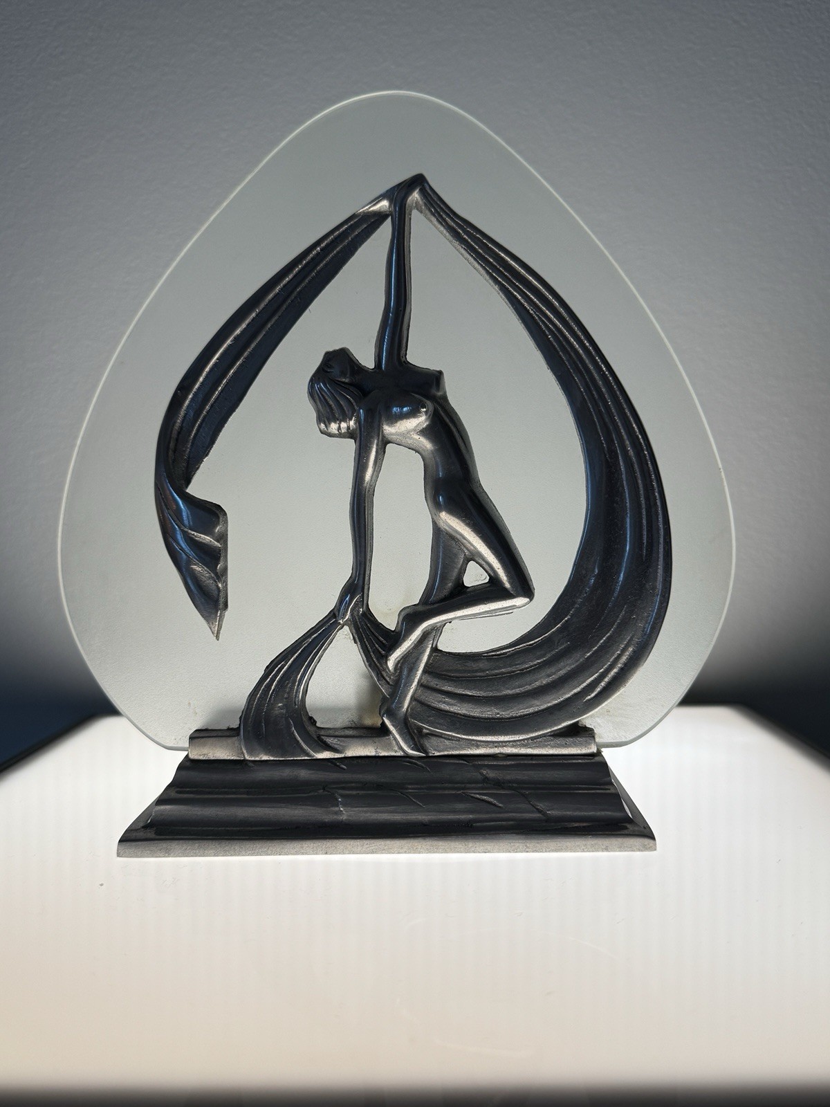 Vintage Frankart Style Art Deco Nude Dancer Lamp Original Frosted Glass Works