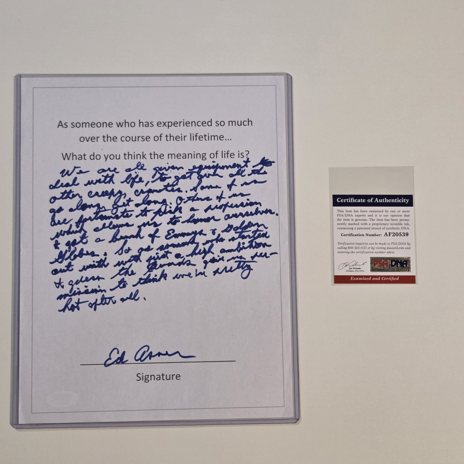 Ed Asner Signed Handwritten \