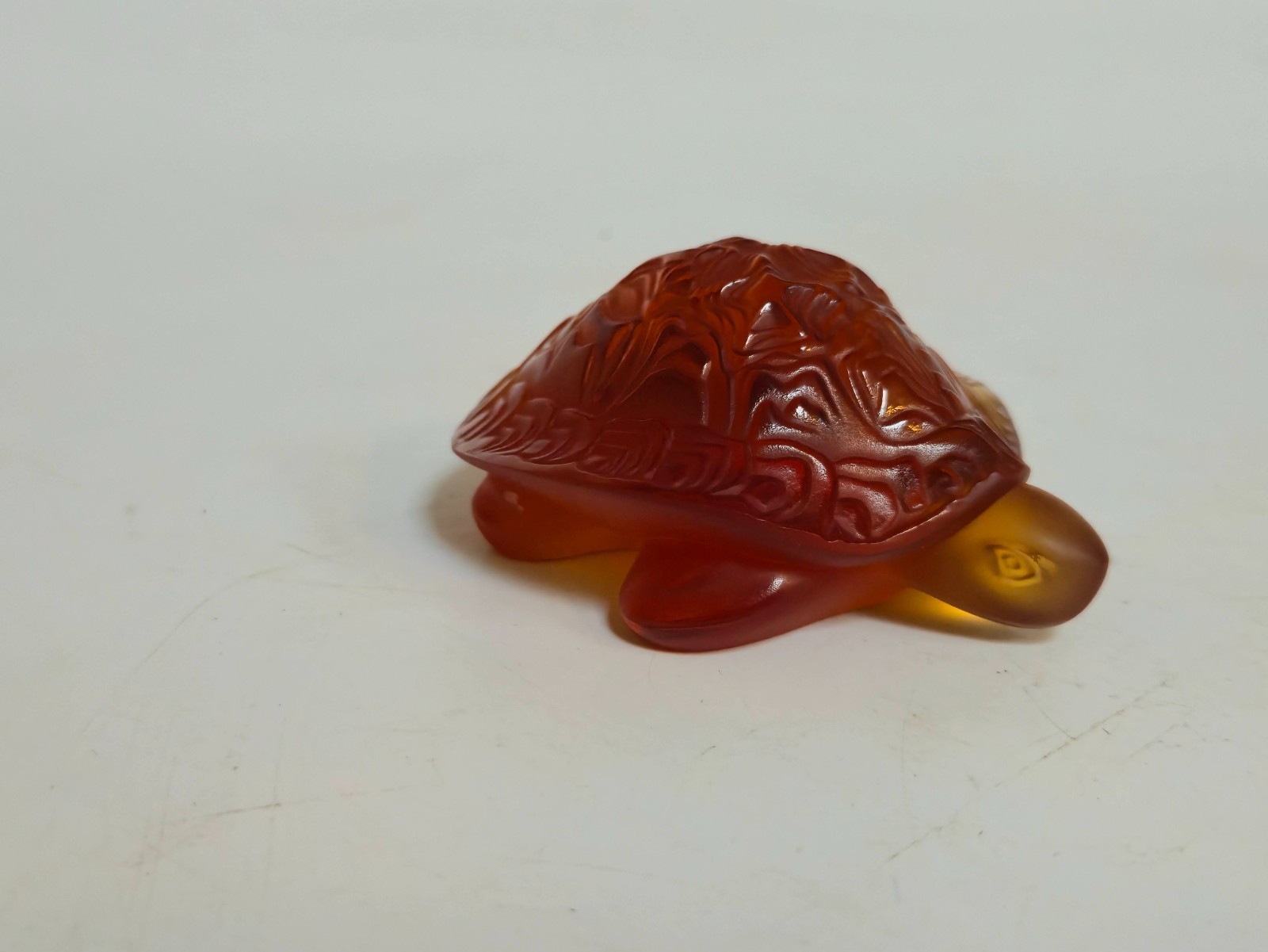 Authentic Lalique France Amber Crystal Sidonie Turtle Figurine Signed - Mint