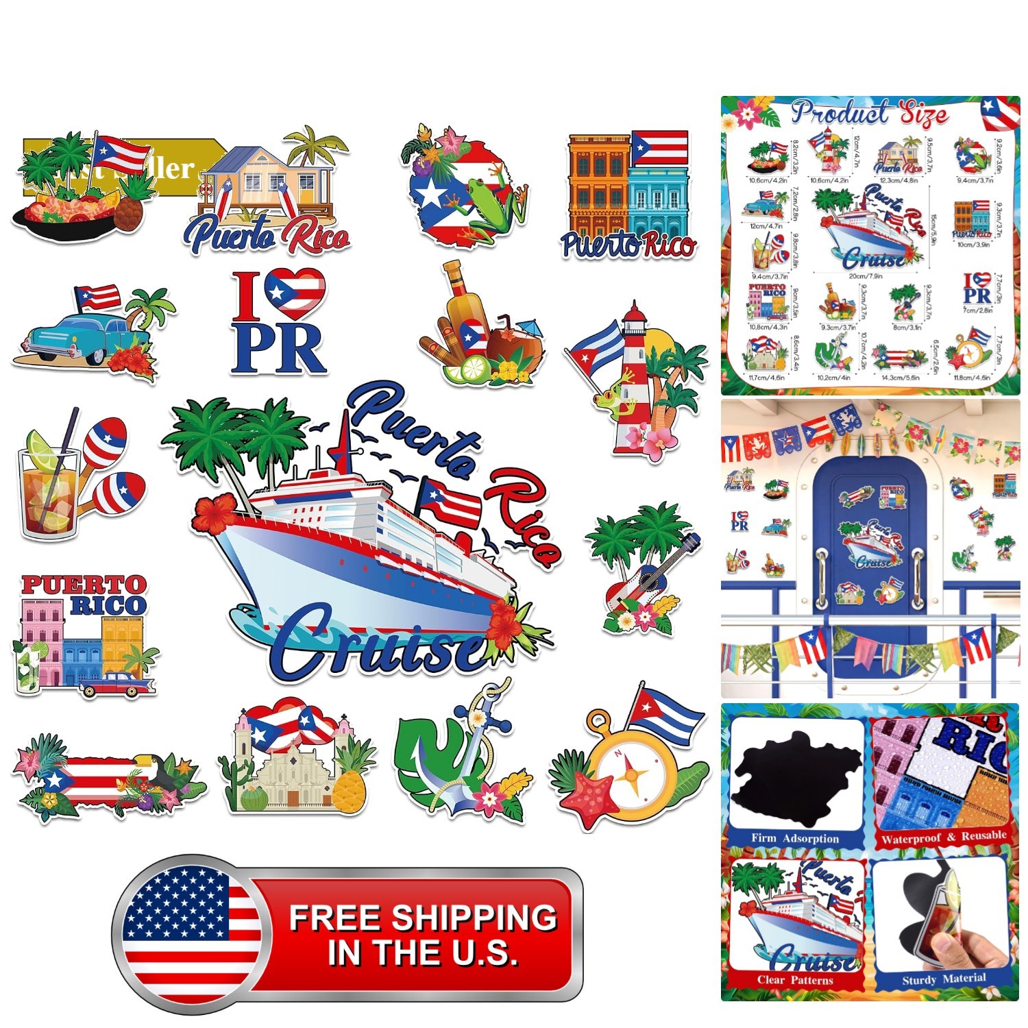 16 Pcs Puerto Rico Cruise Magnet, Puerto Rico Magnets Souvenirs Gifts Decorat... 16 Pcs Puerto Rico Cruise Magnet, Puerto Rico Magnets Souvenirs Gifts Decorat...