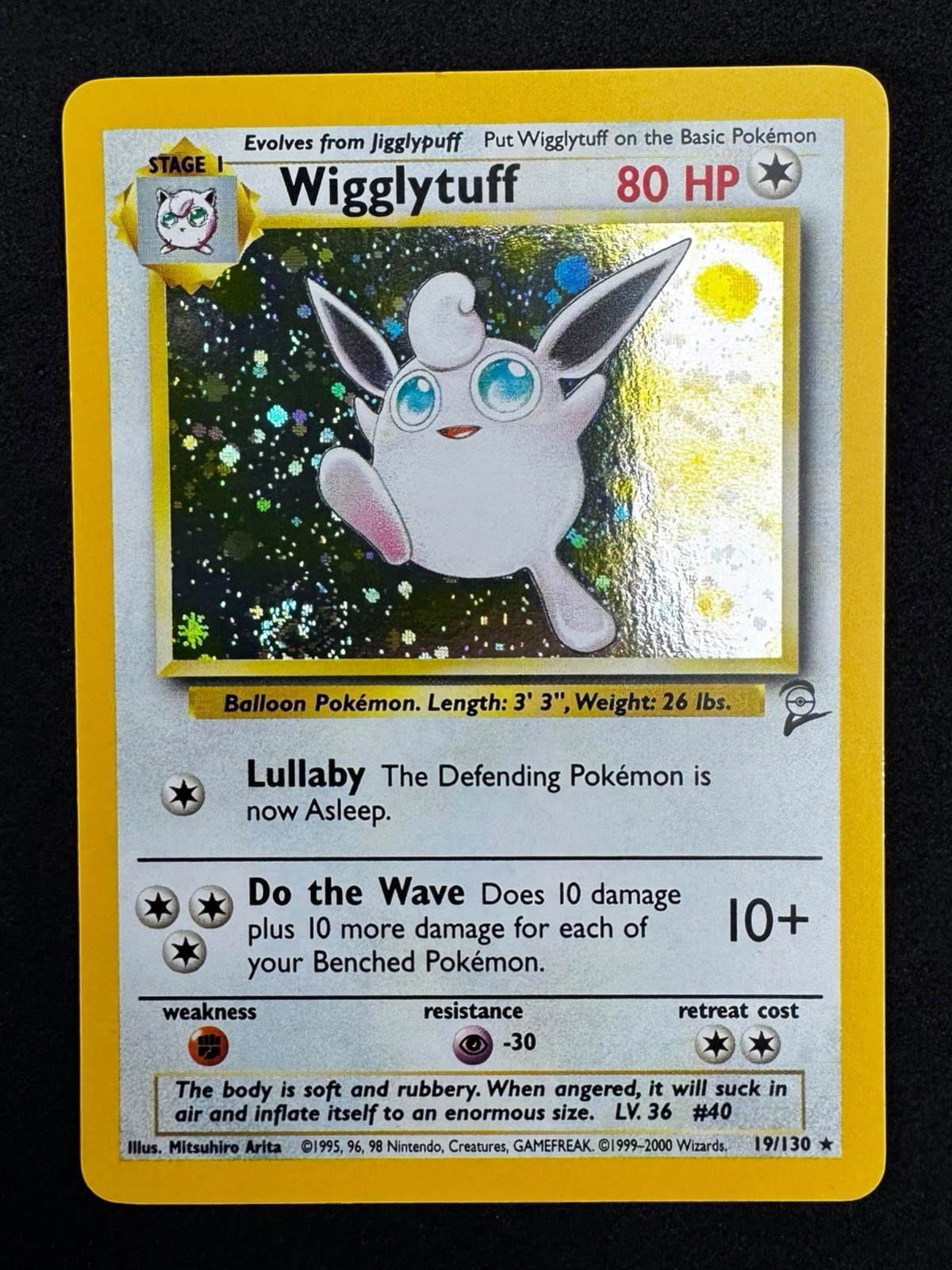 Wigglytuff 19/130 Holo Rare Base Set 2 Pokemon Near Mint