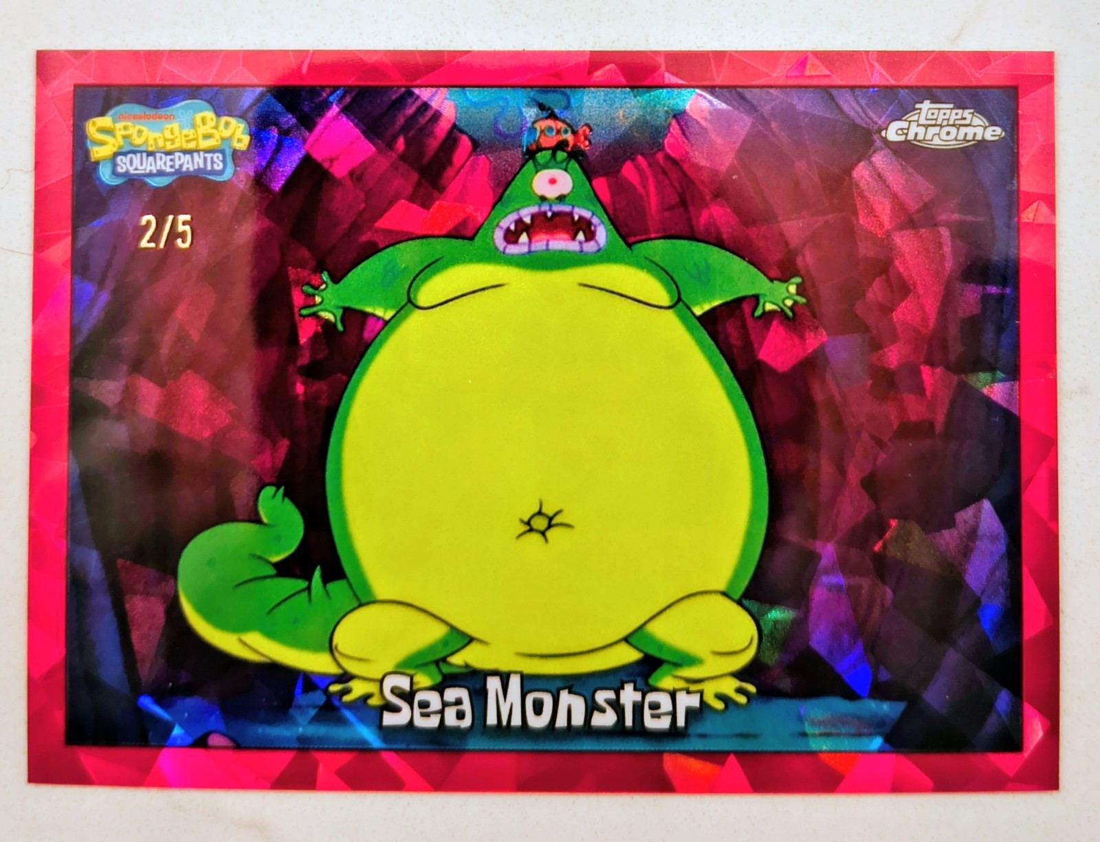  2025 TOPPS CHROME SAPPHIRE SEA MONSTER SPONGEBOB SQUAREPANTS RED SAPPHIRE 2/5