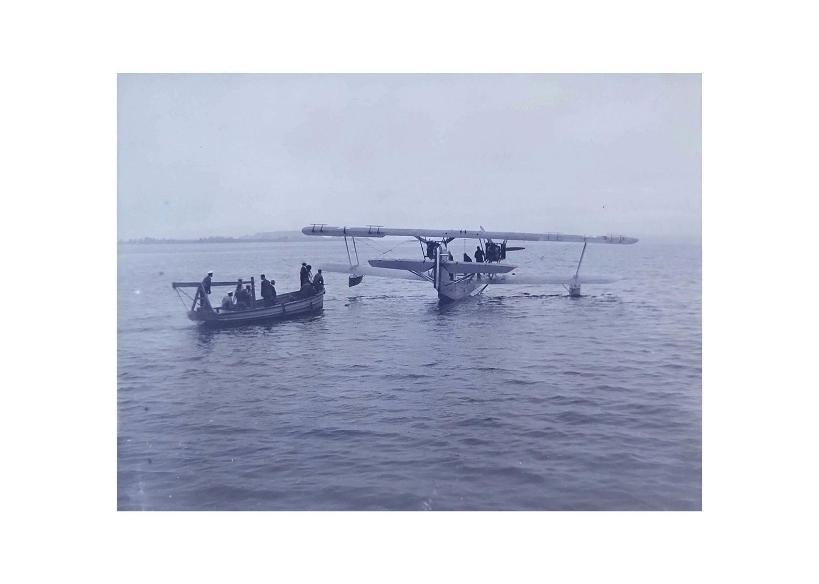 1927 Squantum Air Mail Seaplane SS Leviathan Flight Glass Negative OOAK