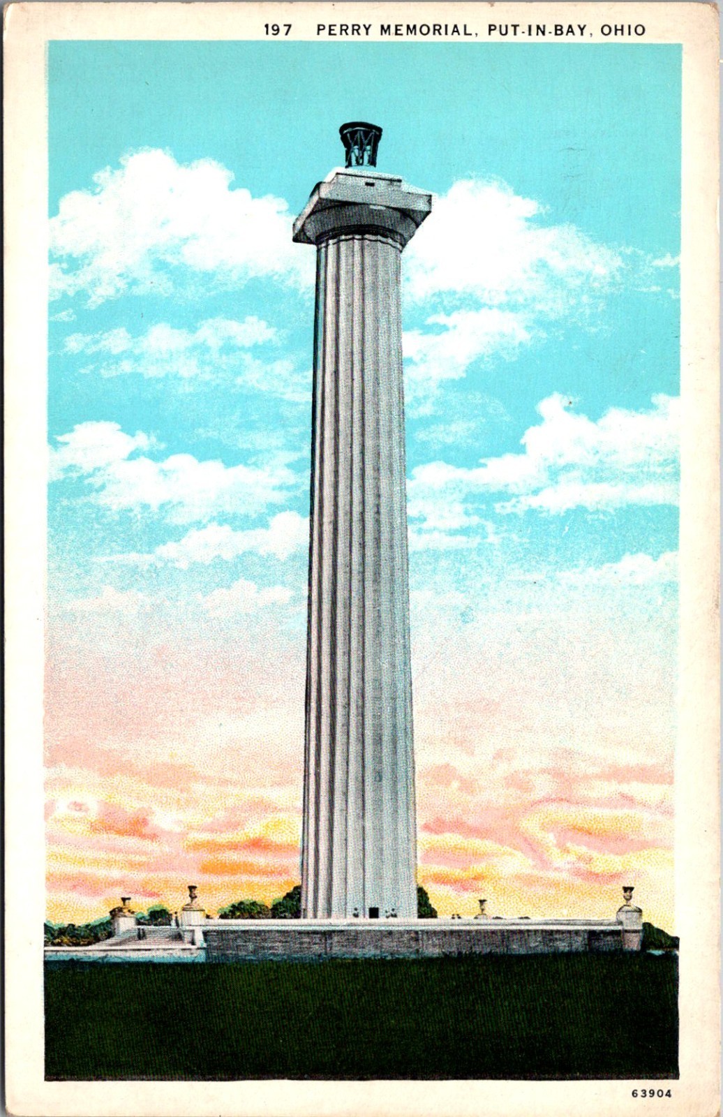 Perry\'s Victory & Intl Peace Memorial Put-In-Bay OH Vintage Postcard TP13-26