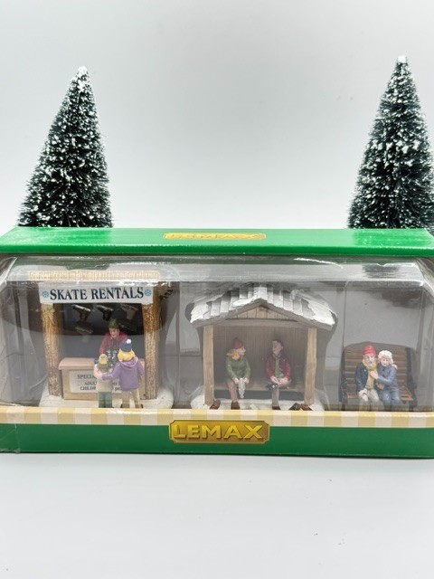 Lemax Skate Rentals Set Of 3-Holiday  Village Winter Carnival -Pond Accent