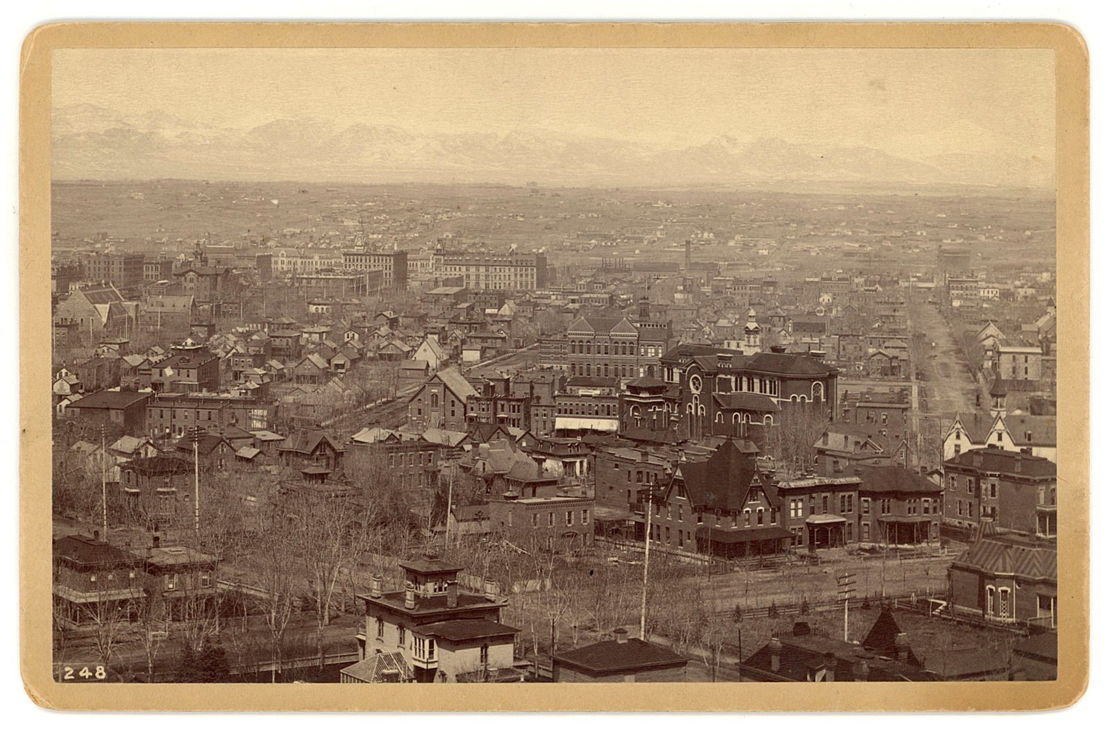 COLORADO CABINET PHOTO - Denver - Panorama of Rockies - WH Jackson 1880s