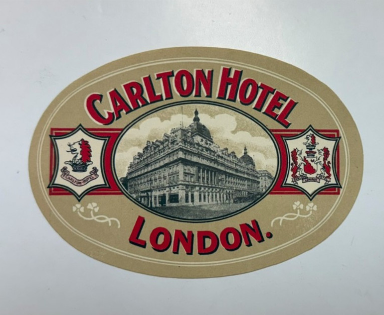 LONDON ENGLAND UK CARLTON HOTEL GREAT OLD BAGGAGE LUGGAGE LABEL