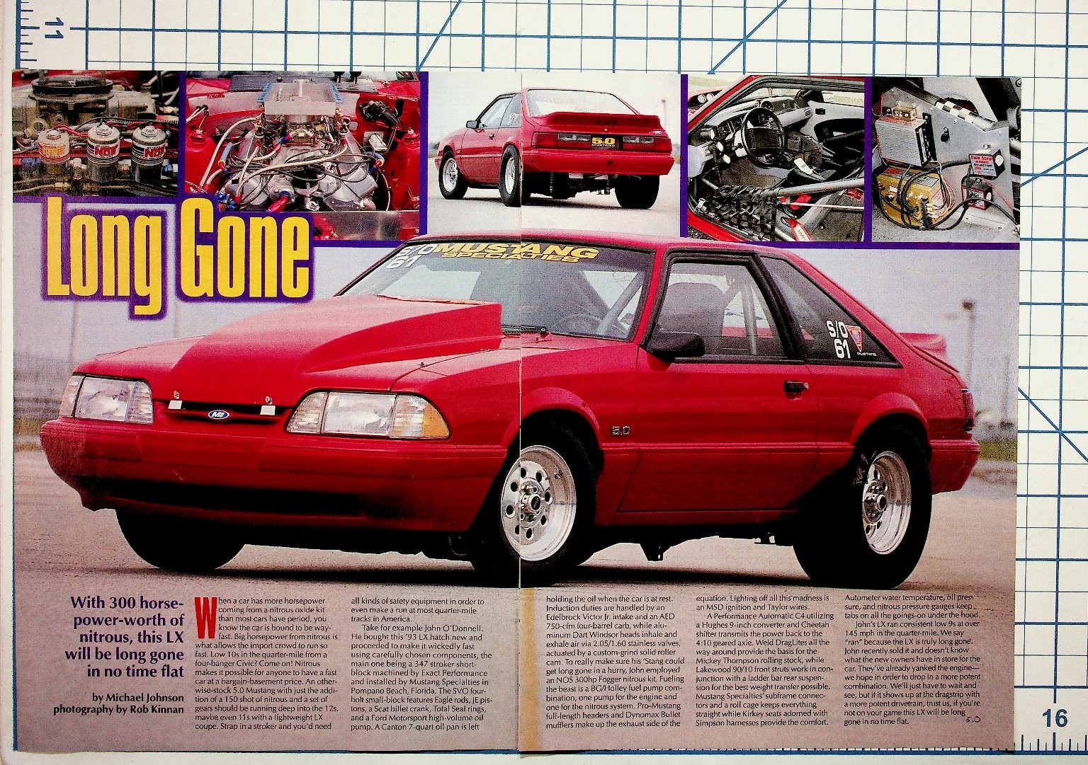 1990s Fox Body Mustang LX Drag Racing Magazine Article Clipping Ephemera