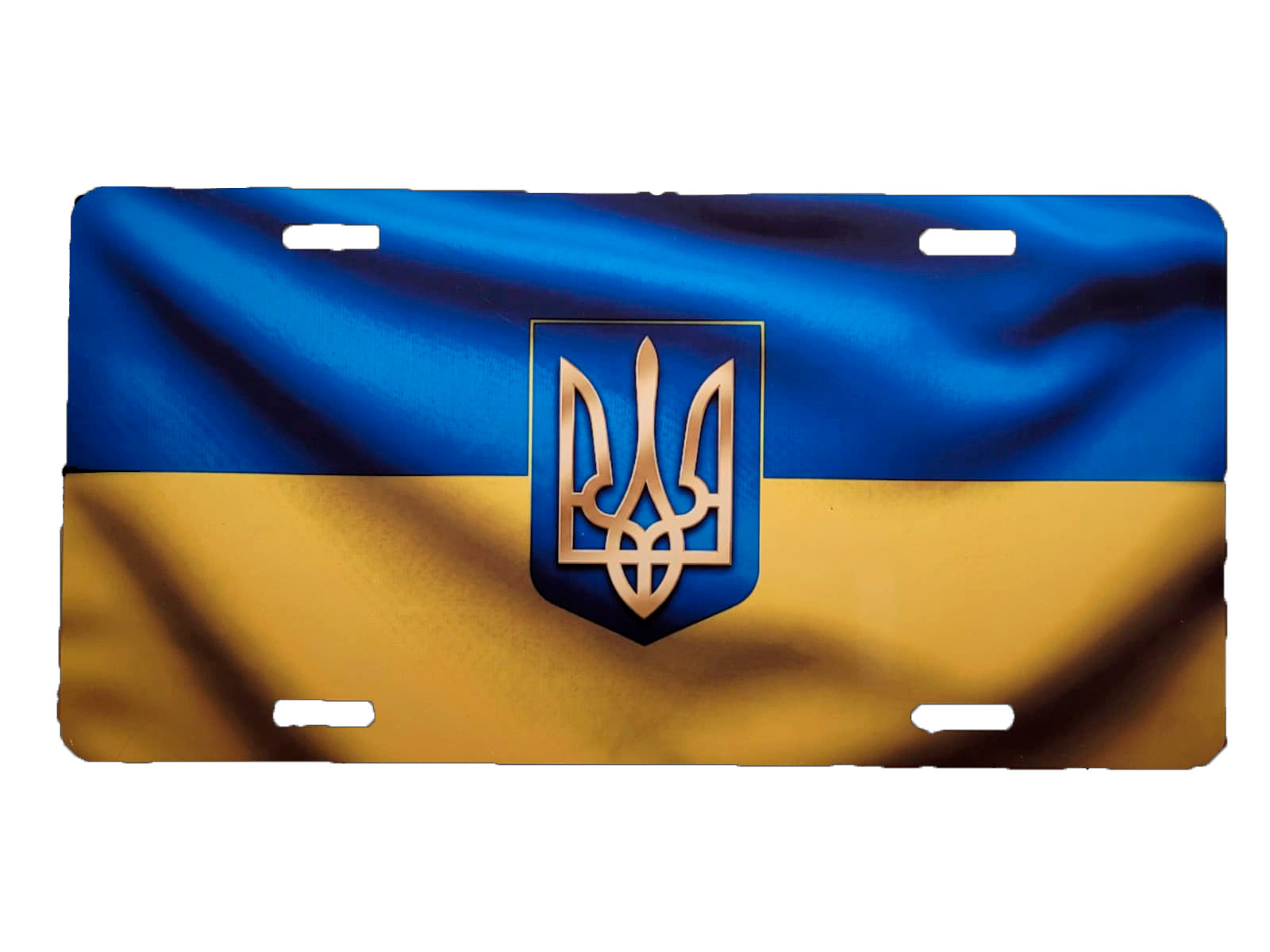 Ukraine Flag License Plate Aluminum Ukrainian Trident Coat of Arms Car Vanity Ta