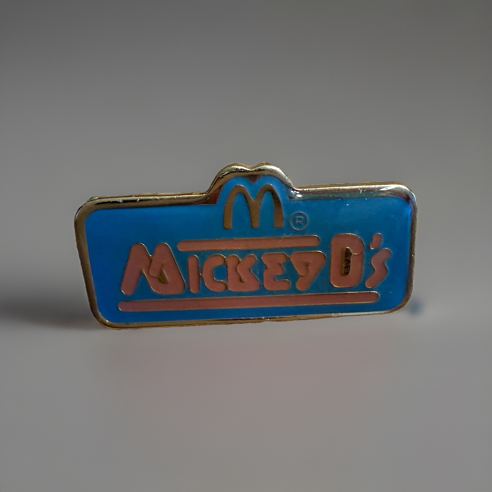 Vintage 1980s McDonald's Mickey D's Employee Enamel Lapel Pin Blue Golden Arches
