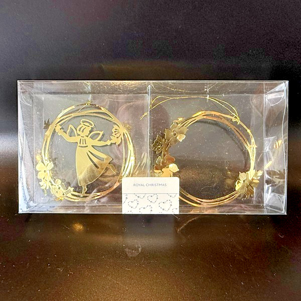 Royal Copenhagen Royal Christmas 2 Gold Metal Ornaments 1641176 NIB