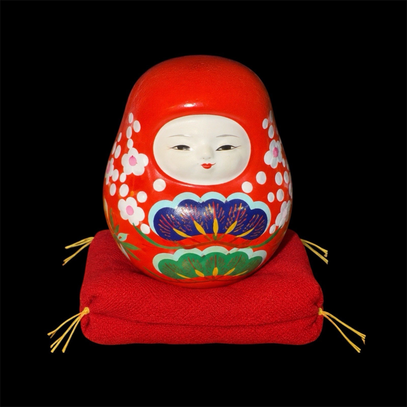 VTG Japanese Daruma Kaga Hachiman Okiagari 3” Doll Folk Art Kanazawa Japan
